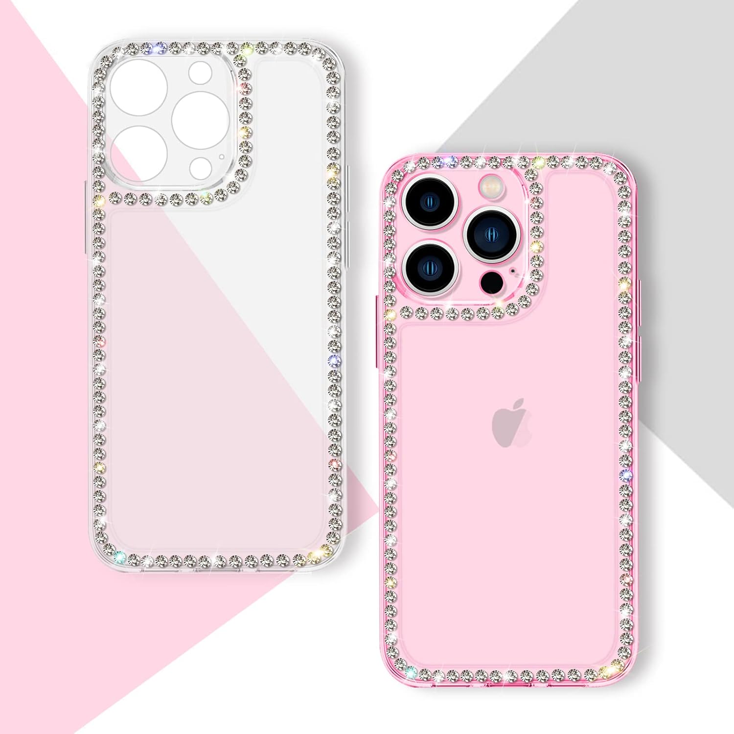 Funda transparente compatible con iPhone XR con diamantes de imitación para niñas y mujeres, diseño de parachoques brillante con purpurina y diseño