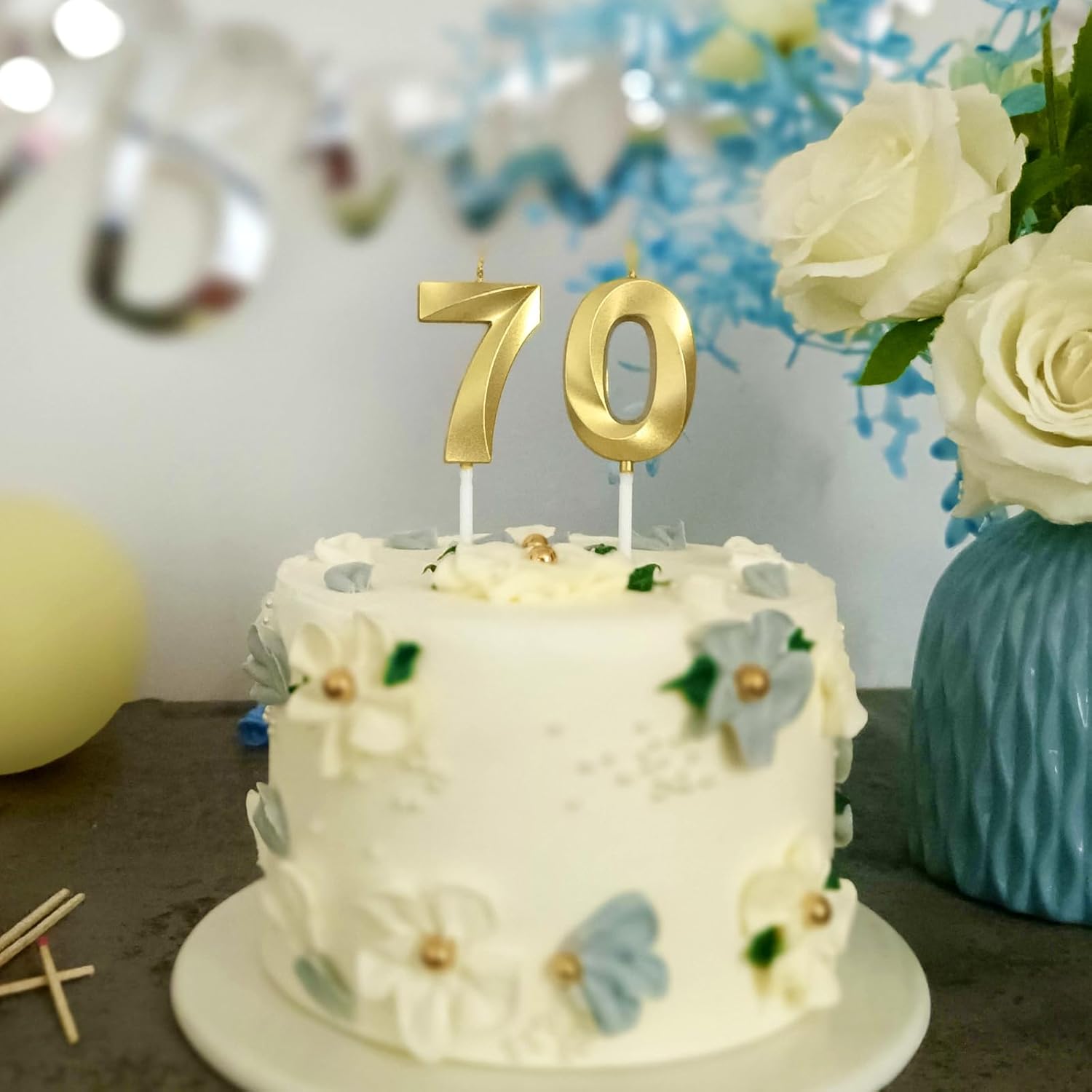 Velas de cumpleaños número 70 para tartas, velas de feliz 70 cumpleaños, diseño 3D, decoración de tarta de boda, aniversario, fiesta (70, dorado)