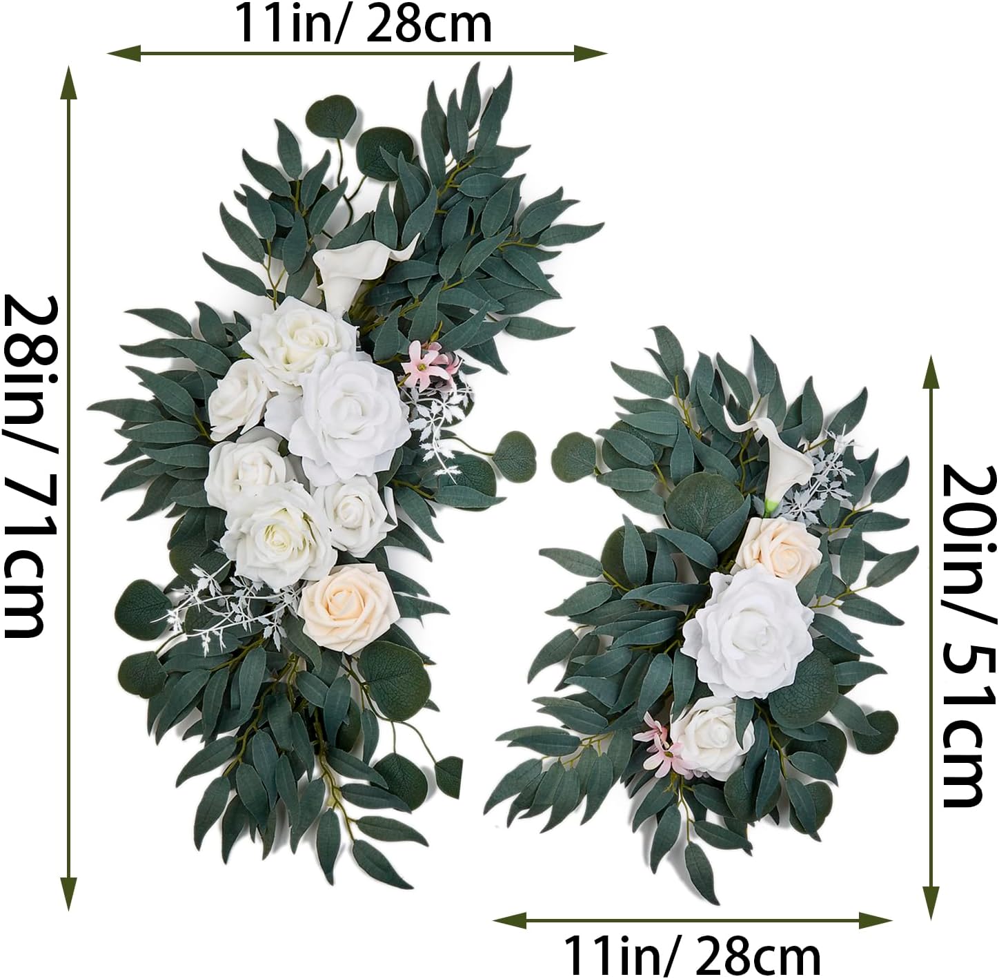 AitnWoy Kit de flores artificiales para arco de boda, 2 unidades, flores de rosas de seda, peonía de seda, letrero de bienvenida para ceremonia de