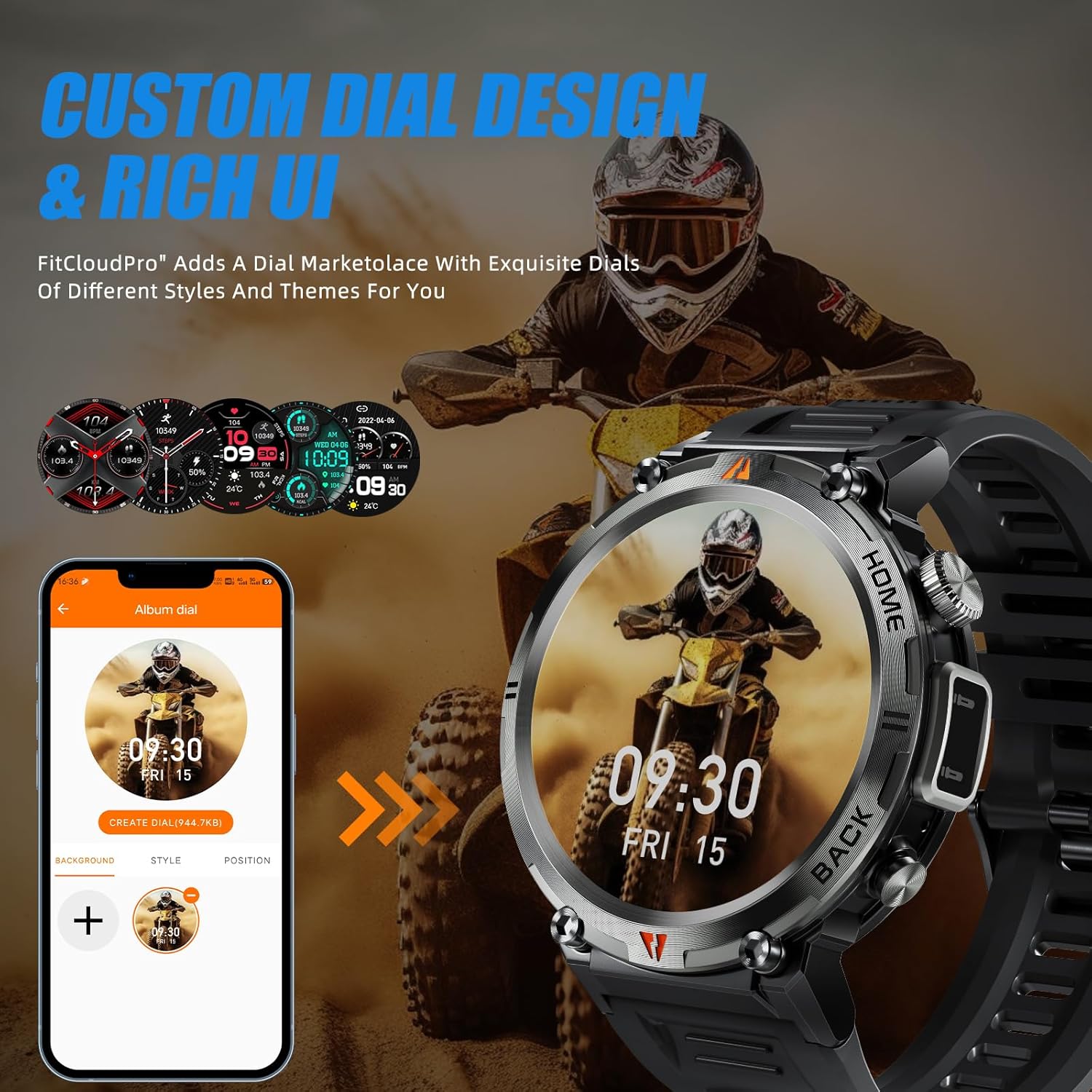 Relojes inteligentes militares para hombres con linterna LED, reloj inteligente táctico resistente al aire libre con pantalla táctil HD de 1.45