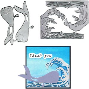 Troqueles de fondo de olas de metal para hacer tarjetas, troqueles de corte de ballena de pescado para decoración de bricolaje, papel artesanal, Troqueles de fondo de olas de metal para hacer tarjetas, troqueles de corte de ballena de pescado para decoración de bricolaje, papel artesanal,