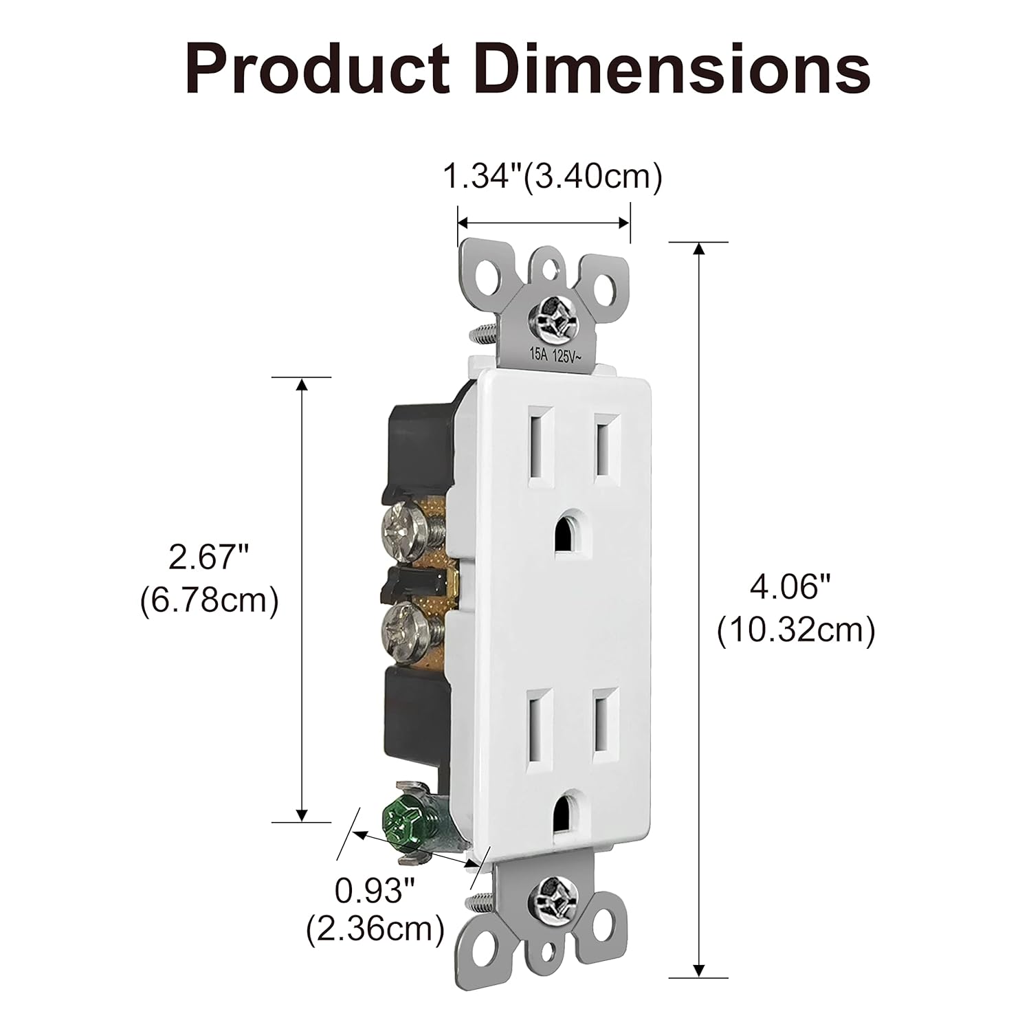 BESTTEN Paquete de 20 receptáculos eléctricos decorativos de pared de 15 amperios, no resistentes a manipulaciones, 15A125V1875W, para uso