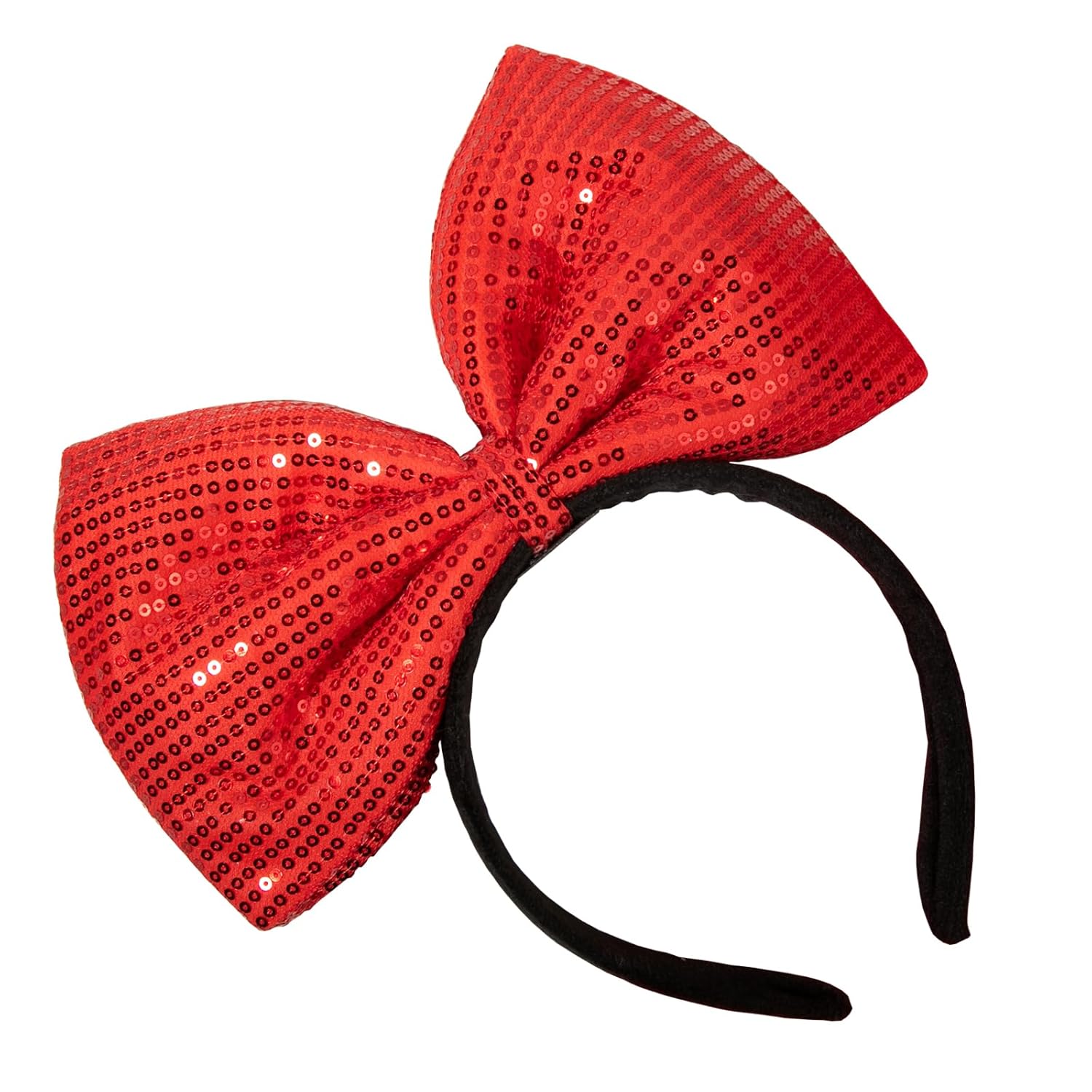 CHuangQi Diademas de lazo rojo con lentejuelas de doble cara para niñas y mujeres, lindas bandas para el cabello hechas a mano para fiestas o cosplay