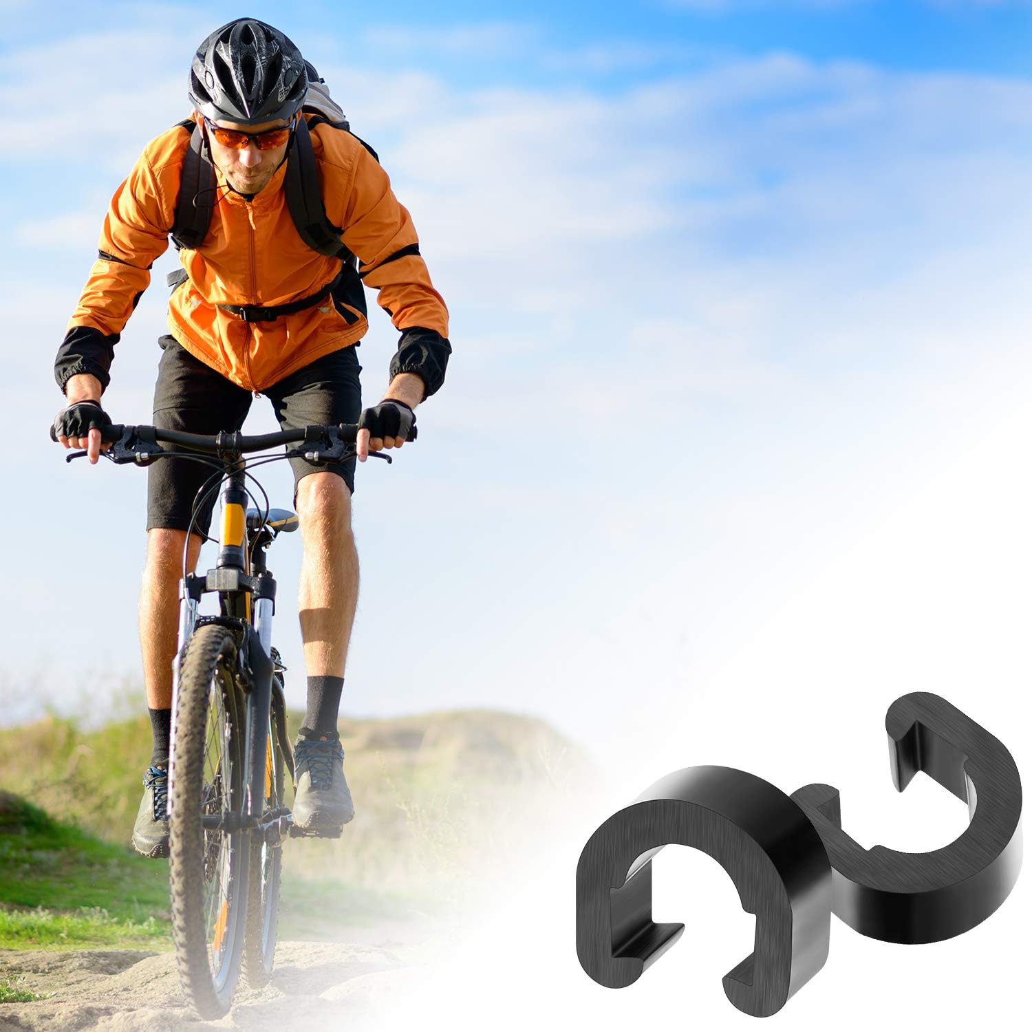HESTYA 100 piezas de abrazaderas C para bicicleta, abrazaderas de guía de manguera, cables de cambio, abrazaderas con caja de plástico para