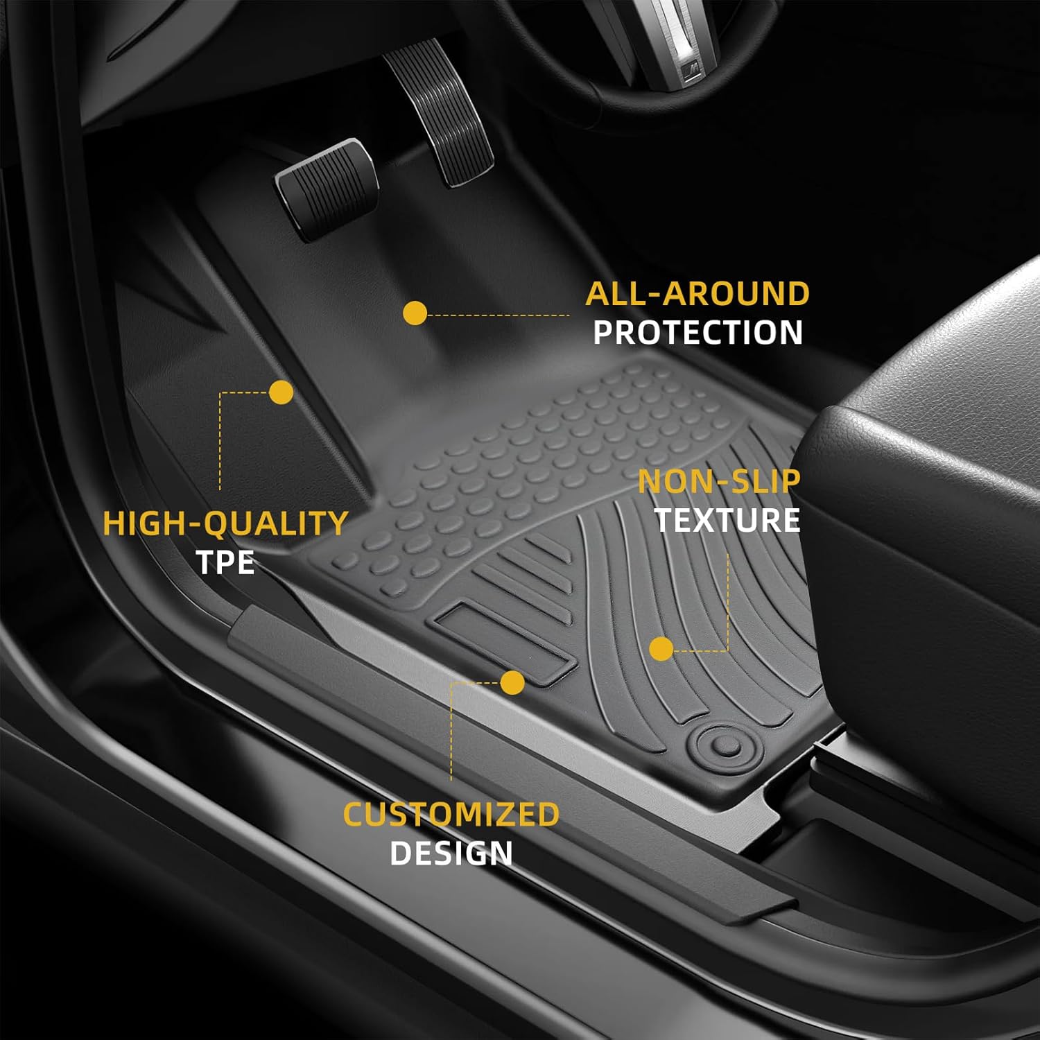 Floor Mats Compatible with Nissan Murano Accessories, Car Floor Liners Carpet Protection TPE All Weather Guard Custom Fit for Murano 2017.5-2024