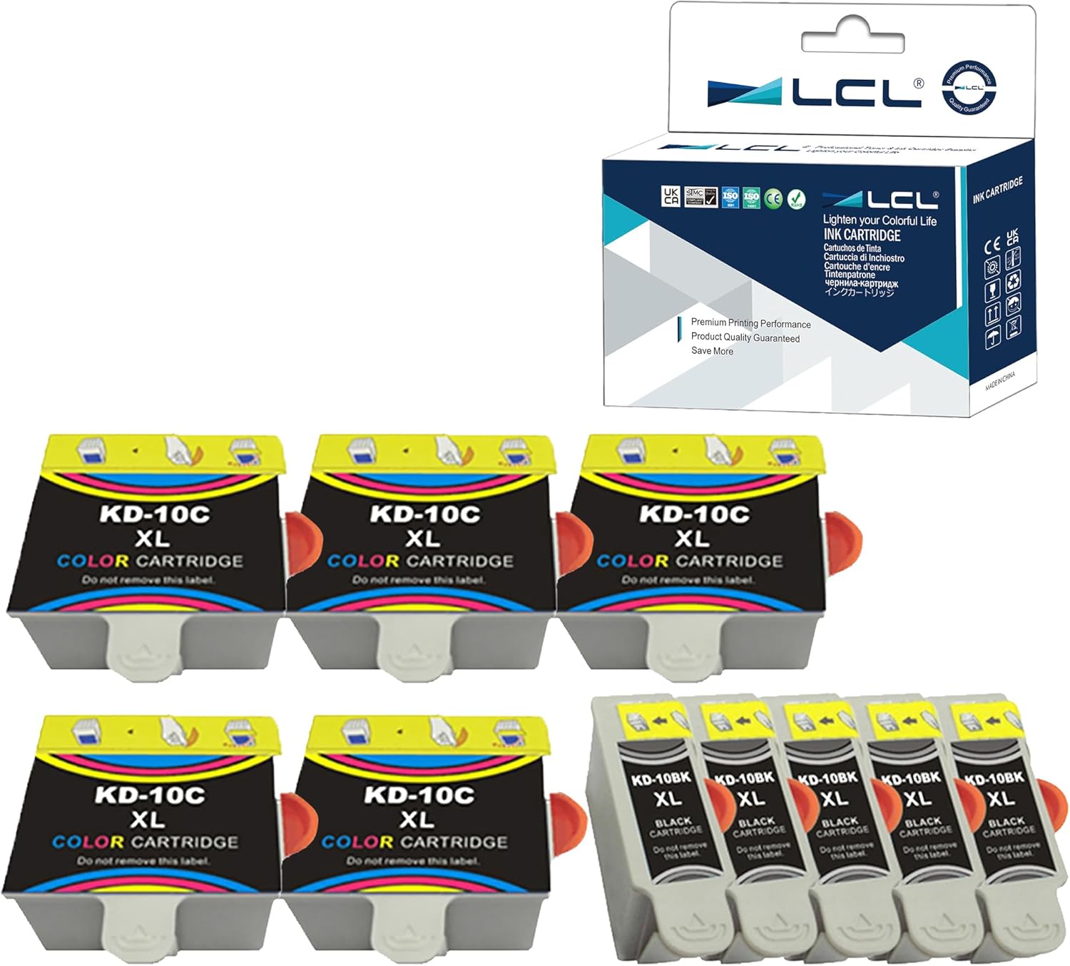 LCL Cartucho de tinta compatible con pigmentos de repuesto para Kodak 10 10B 10C XL 10XL 8237216 8946501 EasyShare 5000 EasyShare 5100 EasyShare