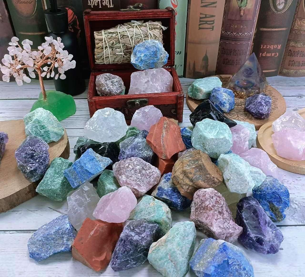 Piedras naturales de lapislázuli de 1 libra y 2 pulgadas, cristales crudos grandes, piedras preciosas curativas a granel para curación de reiki,
