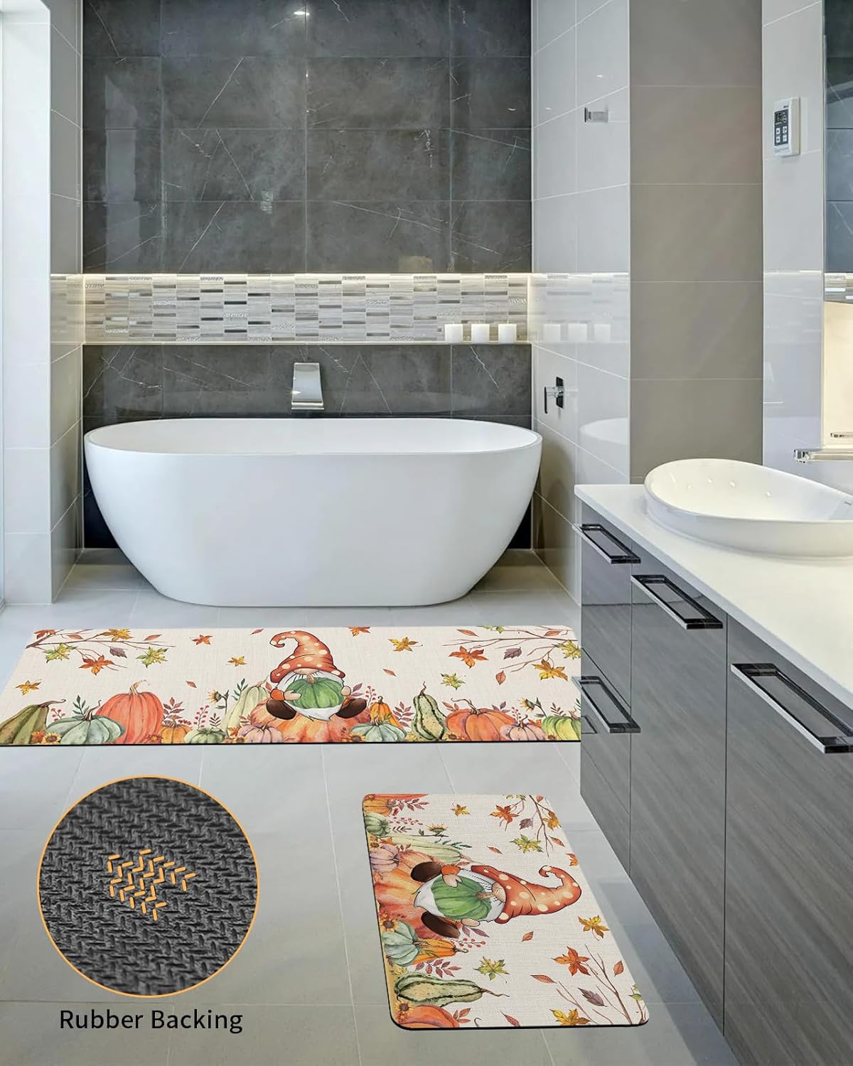 Tapete de baño para tina, antideslizante, de secado rápido y absorbente, de tierra de diatomeas, tapete de cocina, tapete de Acción de Gracias,