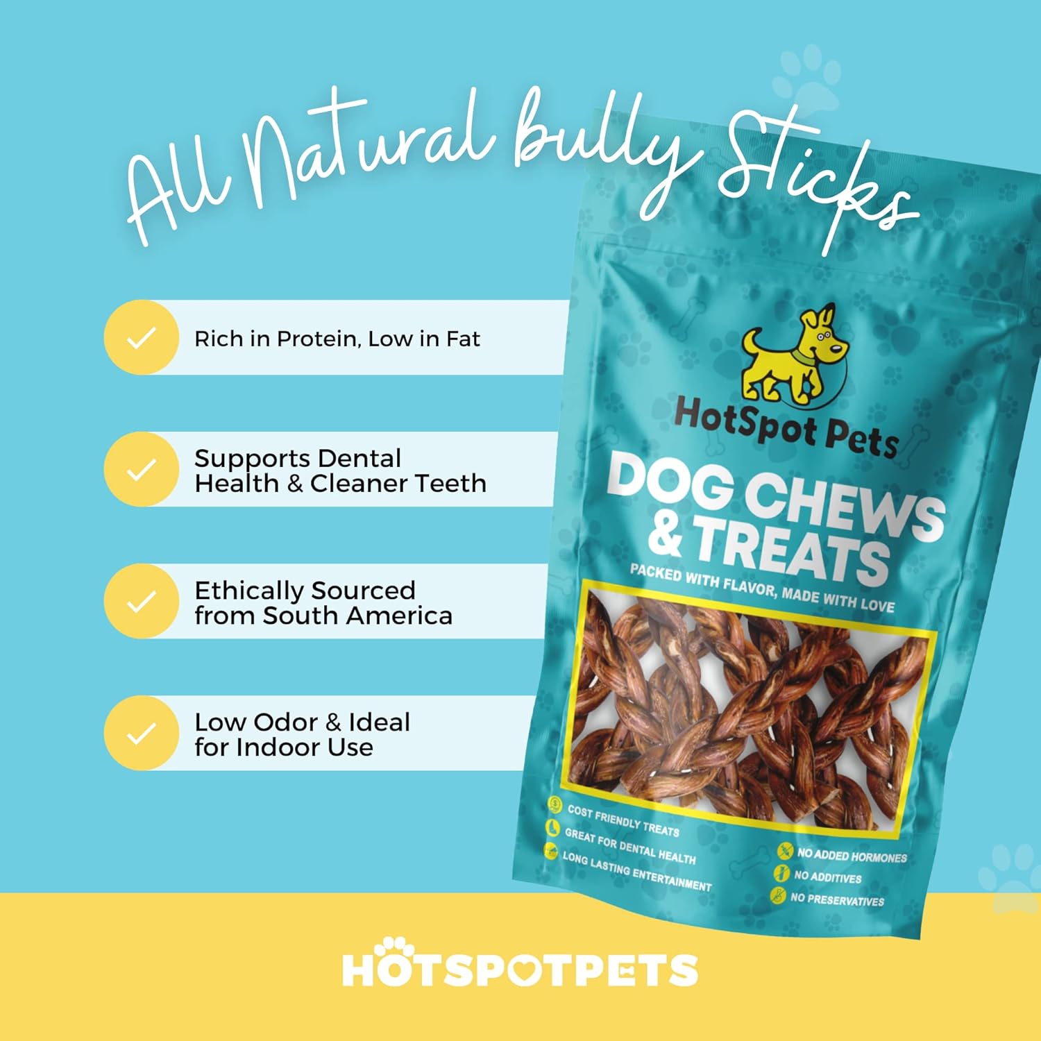 hotspot pets Palitos trenzados para perros  Golosinas masticables de carne torcida de alta calidad de larga duración para perros  Sin granos,