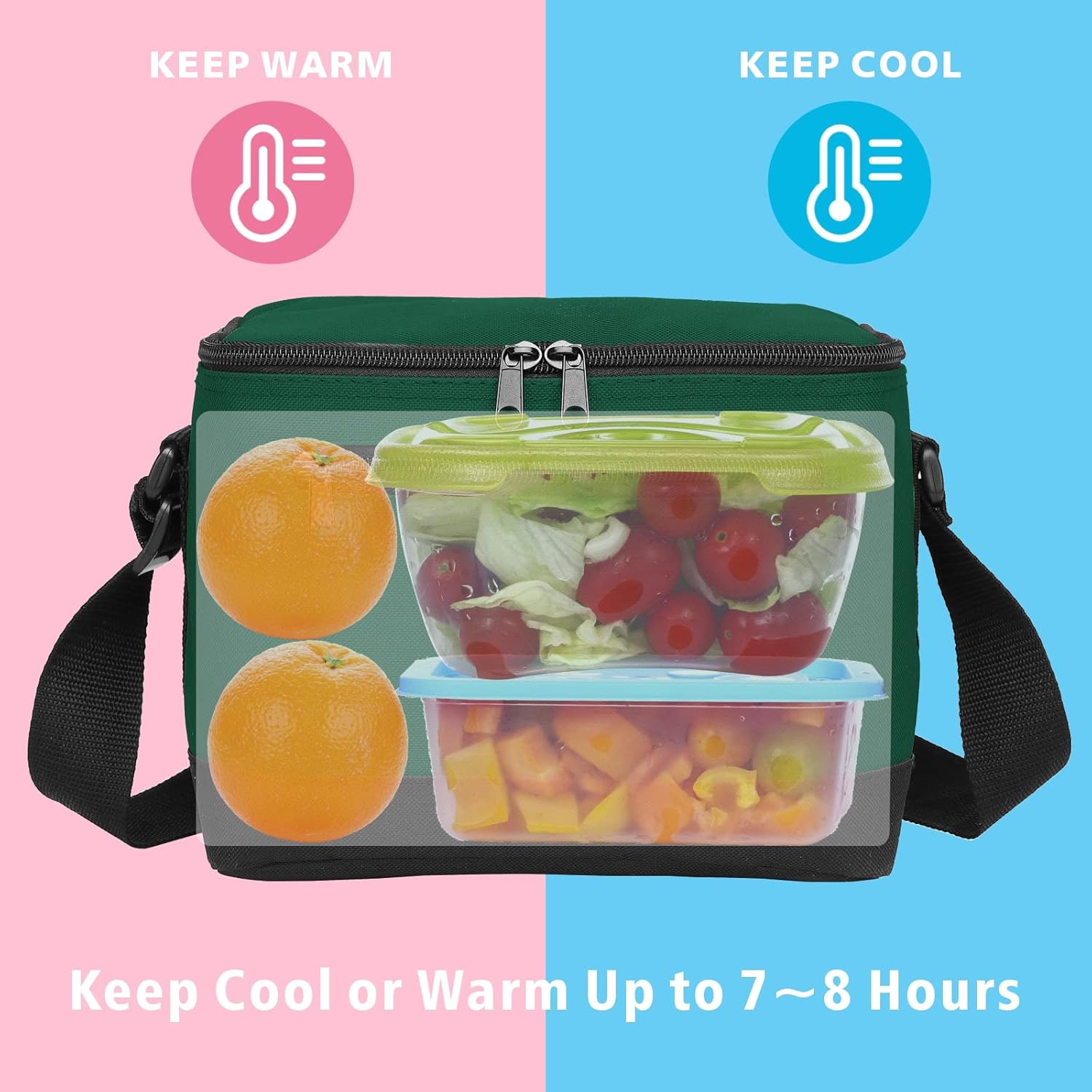 MISSMOON Bolsa enfriadora de almuerzo, pequeña caja térmica con aislamiento para 6 latas, bolsa de almuerzo, correa ajustable para adultos, mujeres