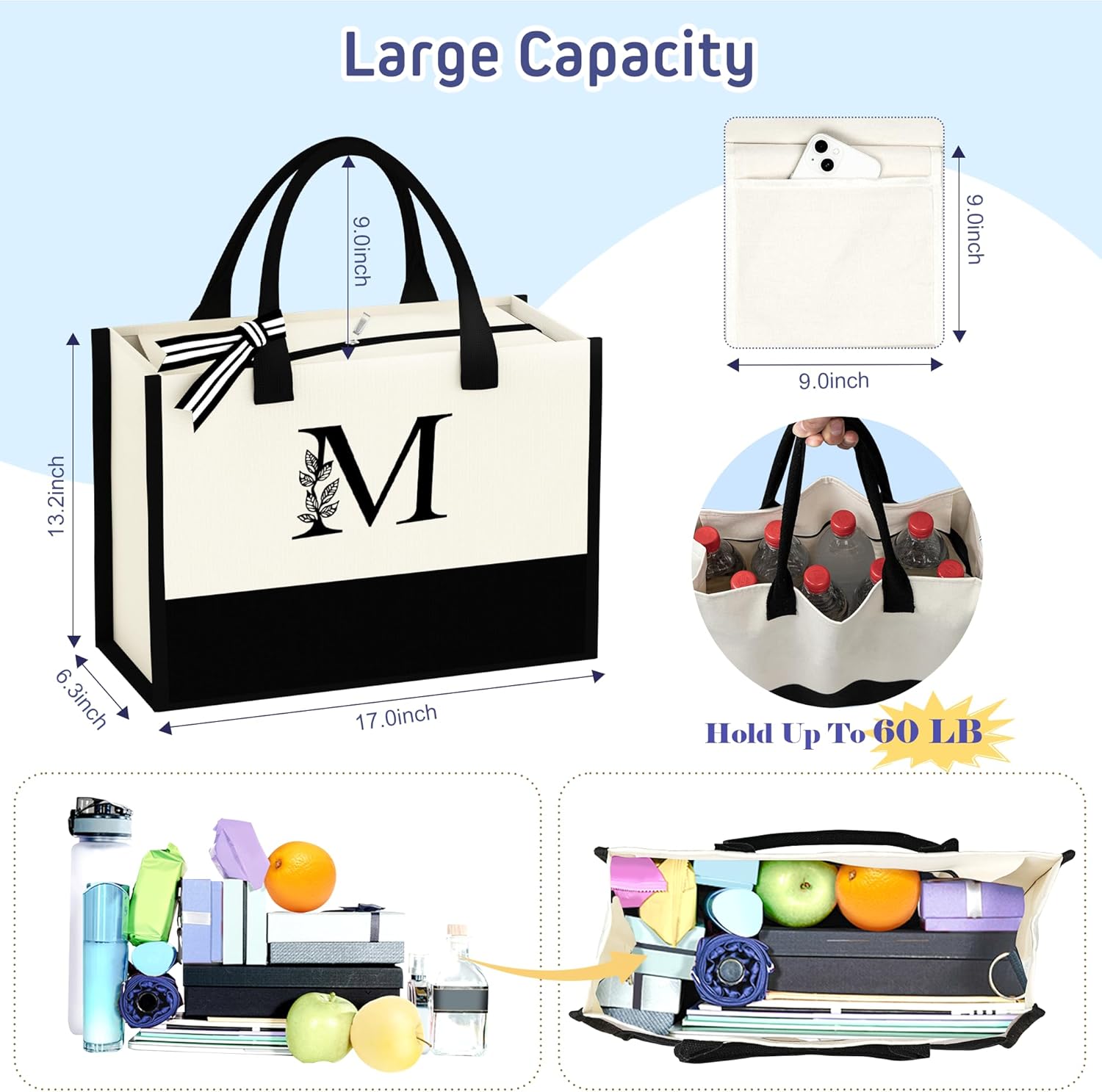 Bolsa de mano lisa con cremallera y bolsillo, regalos personalizados para mujeres, regalos de agradecimiento a profesores, regalos de cumpleaños