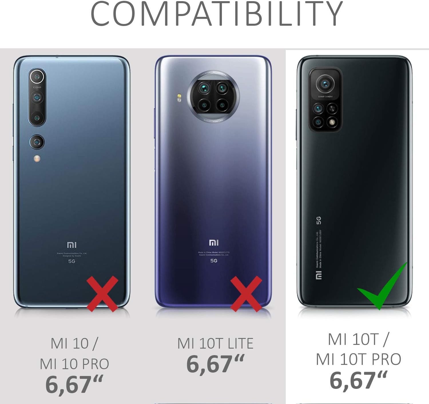 kwmobile Funda cruzada compatible con Xiaomi Mi 10T  Mi 10T Pro – Funda transparente de TPU para teléfono con correa de cordón – NegroTransparente