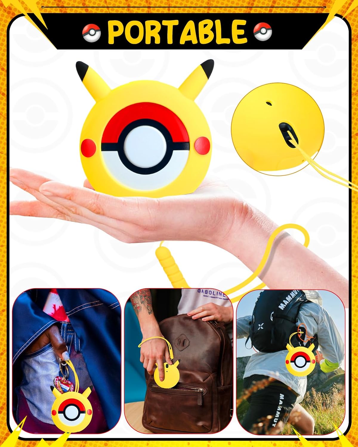 Gurgitat for Pokemon Go Plus Plus Case with Wrist Strap Cute Cartoon Girls Teens Game Boys Yellow Anime for Poké Go Plus+ Cover Accessory Slim Soft