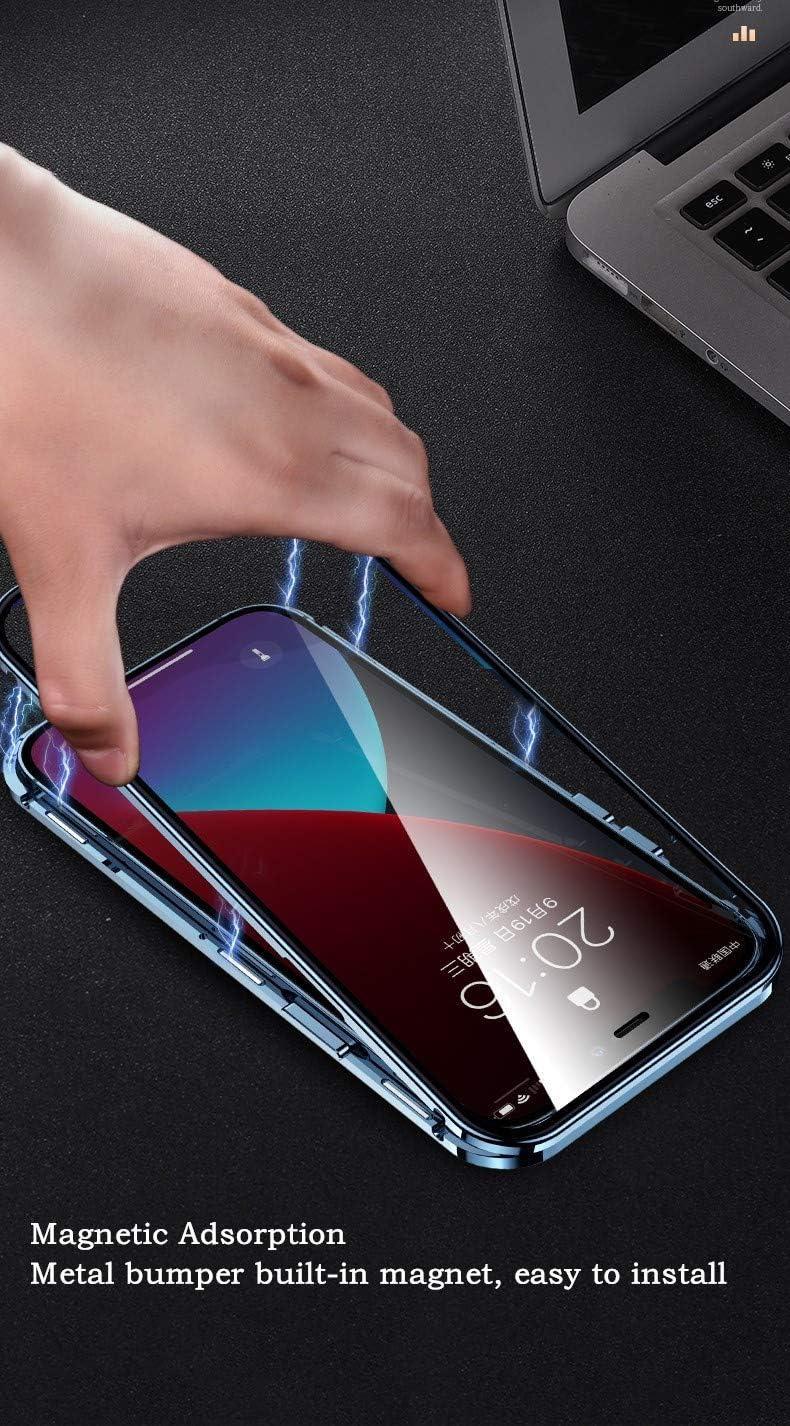 Funda con bloqueo de seguridad y fuerte absorción magnética para iPhone 11 con protector de lente de cámara, parachoques de metal 360, protección de
