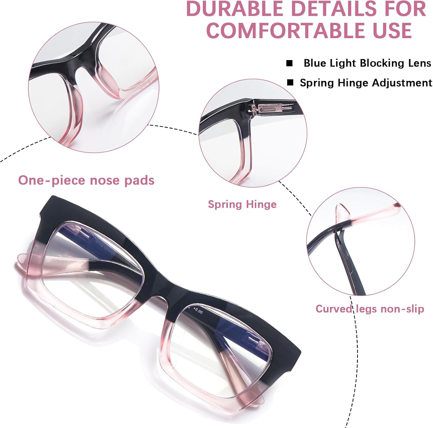 SIGVAN Paquete de 6 lentes de lectura estilo Oprah con bloqueo de luz azul, cuadrados, para computadora, bisagra de resorte para mujer