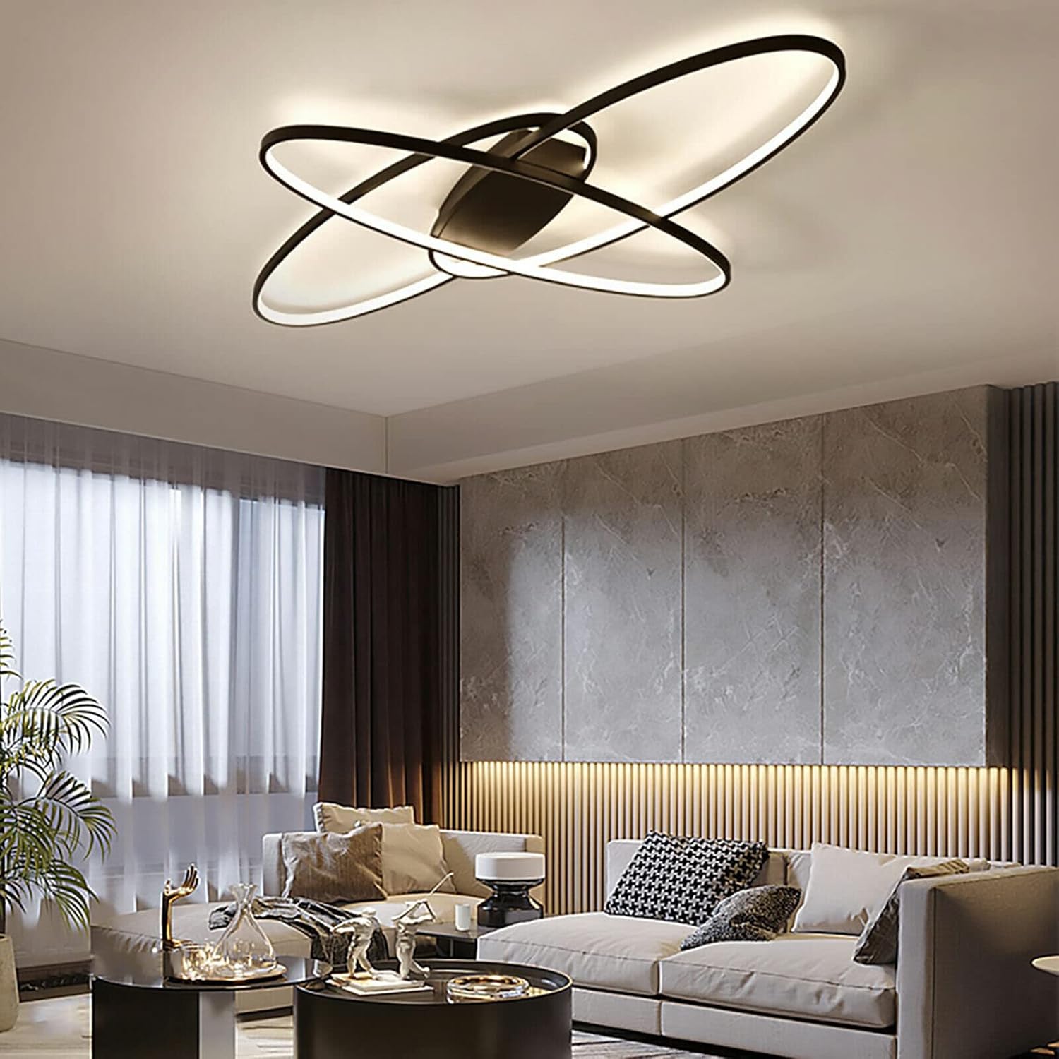 Lámpara de techo LED moderna regulable de 37.4 pulgadas, lámpara de techo empotrada con control remoto, diseño de marco de aluminio, lámpara de