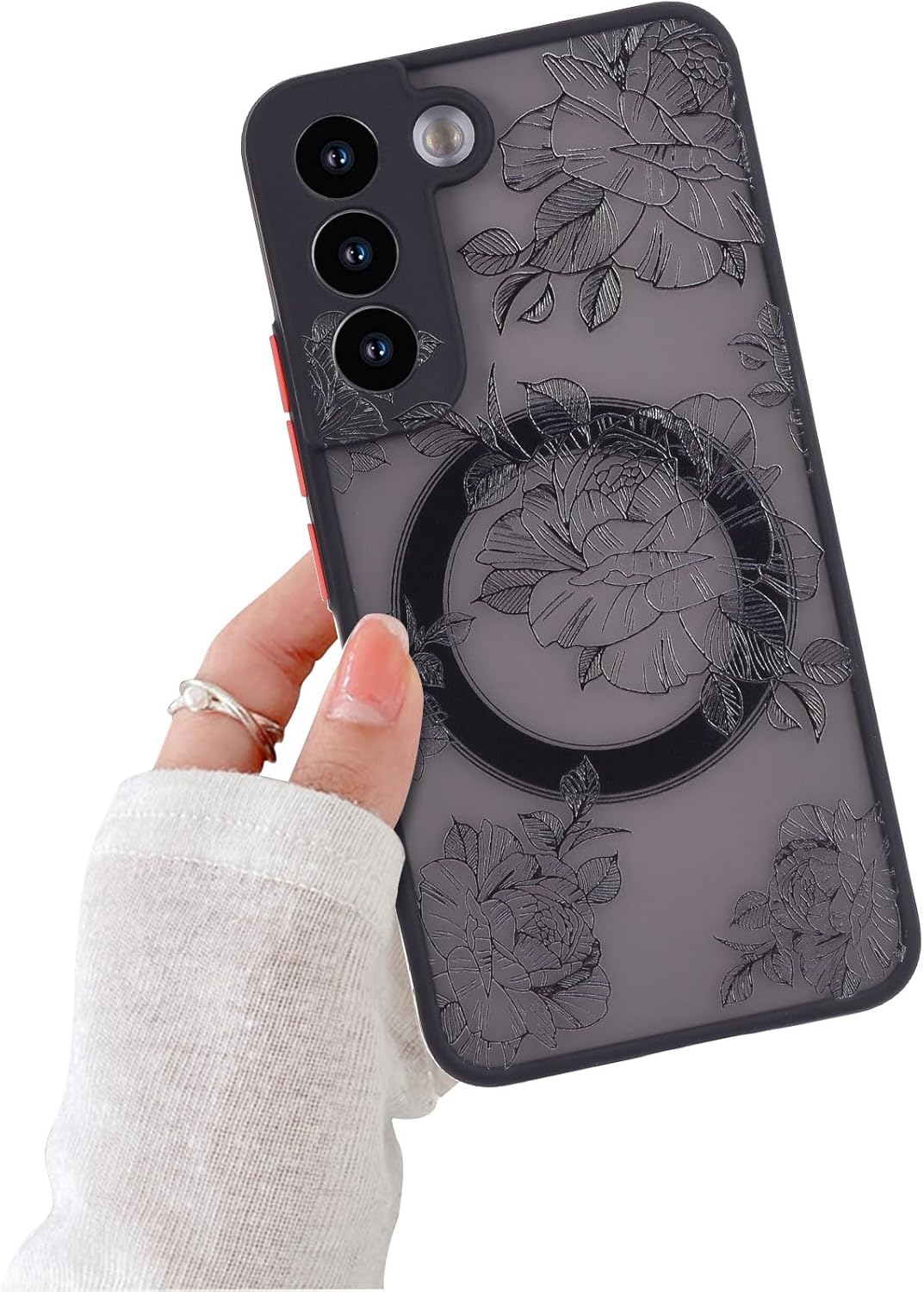 Funda magnética para Samsung Galaxy S21, ajuste delgado, diseño floral rosa, funda magnética para Samsung Galaxy S21, marco suave, botón sensible en