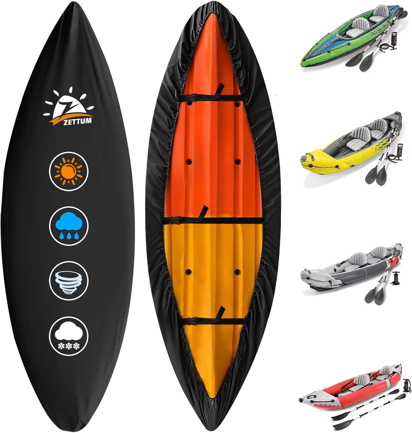 Funda para canoa de kayak, cubierta de kayak 600D para almacenamiento al aire libre, resistente al agua, resistente a la decoloración para kayak,