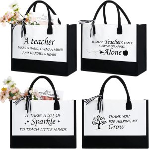 Cunno Paquete de 4 bolsas de lona para profesores, regalo de agradecimiento para profesores, cumpleaños, graduación, jubilación, citas inspiradoras Cunno Paquete de 4 bolsas de lona para profesores, regalo de agradecimiento para profesores, cumpleaños, graduación, jubilación, citas inspiradoras