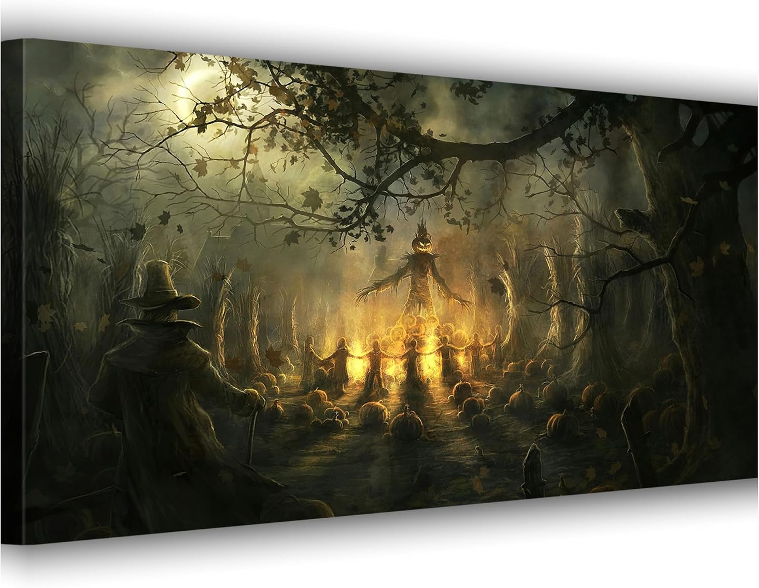 ZKBX – Arte de pared de calabaza para fiesta de Halloween, decoración de granja de terror, decoración de granja de terror, regalo para familiares o