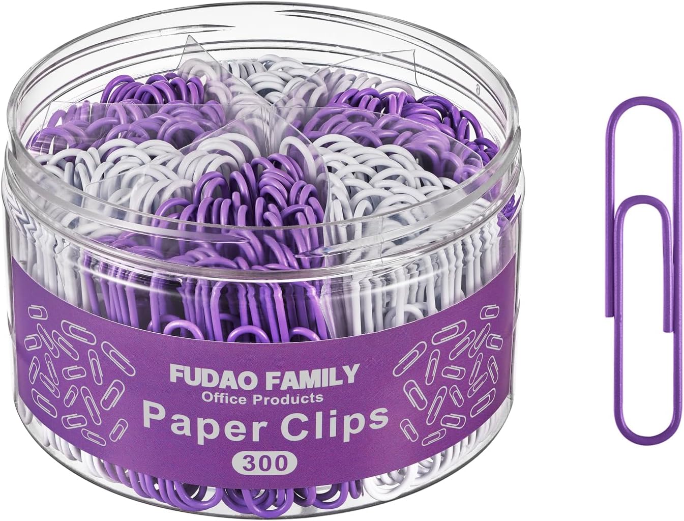 300 clips de papel jumbo, clips grandes de color morado y blanco, clip de papel de 2 pulgadas (1.969 in) para organización de documentos de oficina