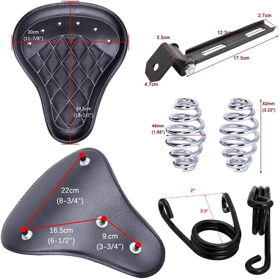 Cojín de motocicleta negro para asiento individual compatible con Honda Rebel 250 300 500 Refit Bobber (negro-rombo)