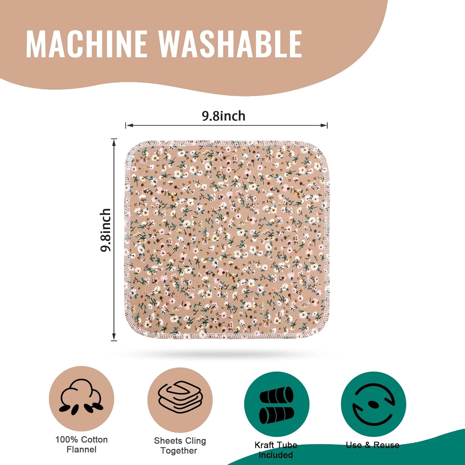 UNIMEIX Paquete de 12 toallas de papel reutilizables, lavables, sin residuos, reutilizables, ecológicas, sin papel, para Kichen, 9.8 pulgadas