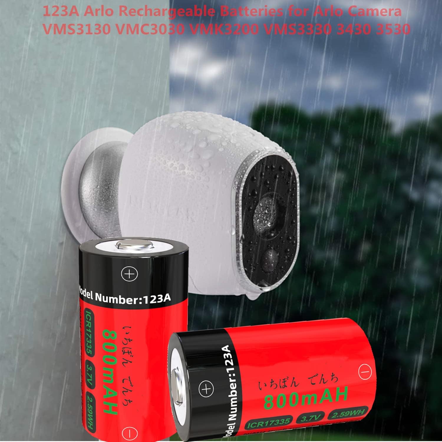Paquete de 4 baterías de litio CR123A, Yofraro 3.7 V 800 mAh se pueden recargar baterías Arlo para cámaras Arlo VMS3130 VMC3030 VMK3200 VMS3330 3430