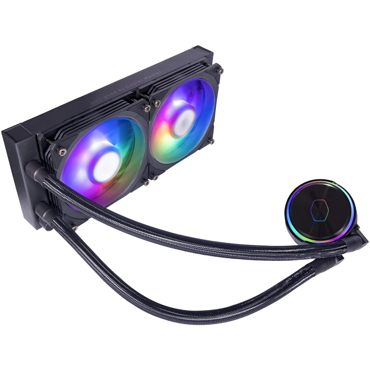 Cooler Master MasterLiquid PL240 FLUX Serie 240mm, AIO, enfriador líquido de CPU, 0 RPM, bomba de doble cámara, base de cobre ampliada, ventiladores