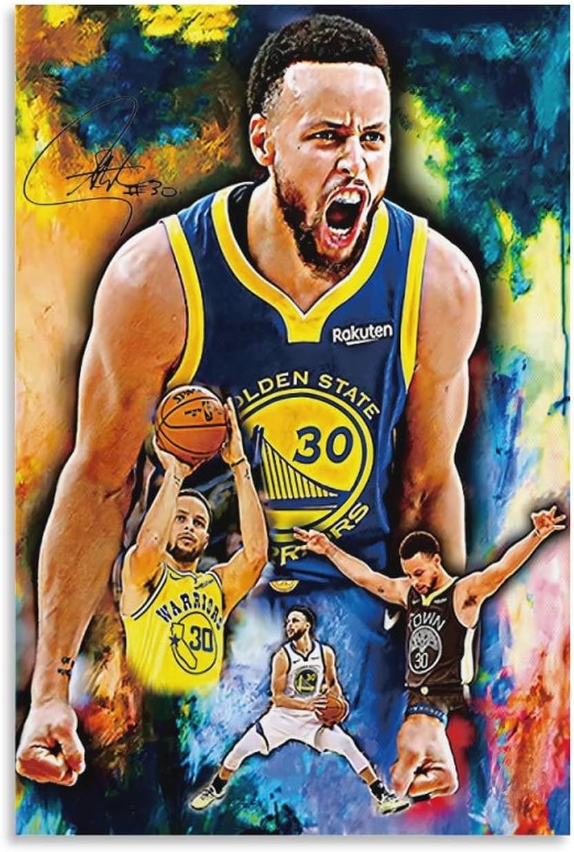 Póster de Stephen Curry con 3 impresiones artísticas en lienzo para el hogar, baño, dormitorio, oficina, sala de estar, decoración de lienzo sin