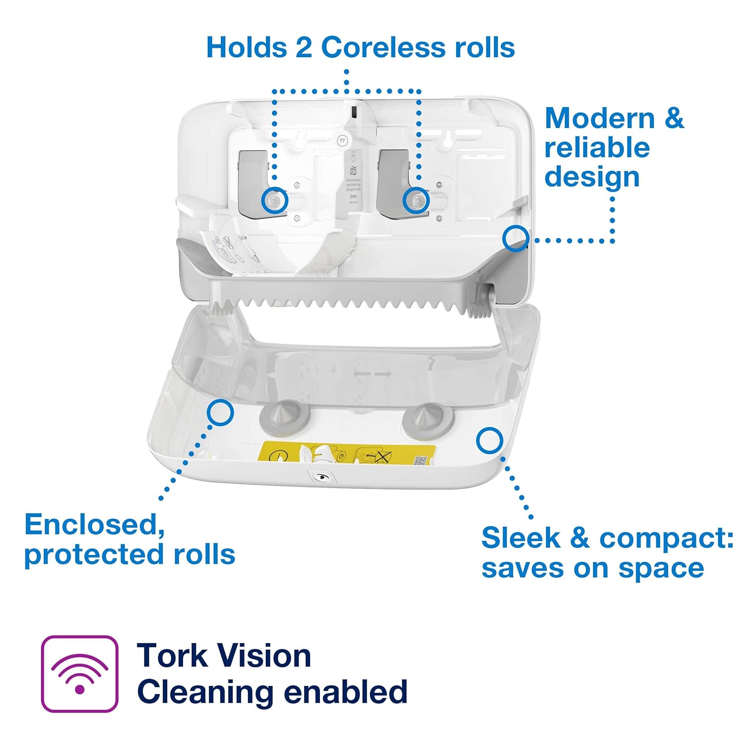 Tork Dispensador de papel higiénico sin núcleo blanco, para hogares y pequeñas empresas, se adapta a dispensadores T7