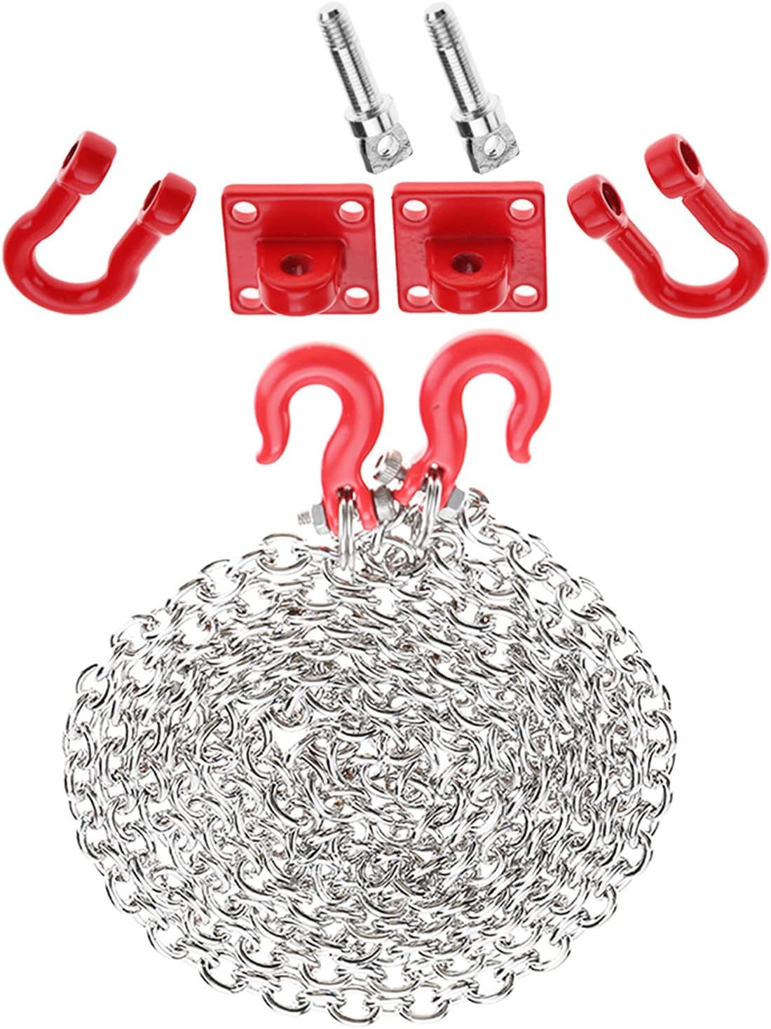 FOSA Cadena de gancho de remolque a control remoto para autos RC a escala 110, gancho de remolque en forma de U, piezas de montaje de metal para