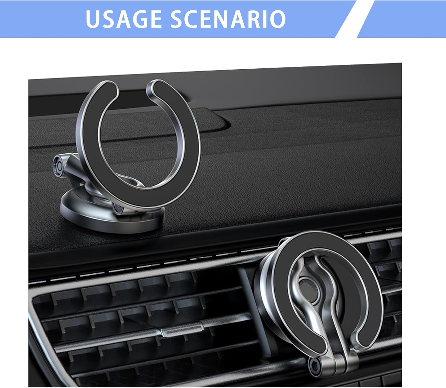 1 soporte redondo para teléfono de automóvil con base giratoria de 360 grados, 2.2 pulgadas x 2.2 pulgadas x 1.7 pulgadas, ajustable, plegable, de