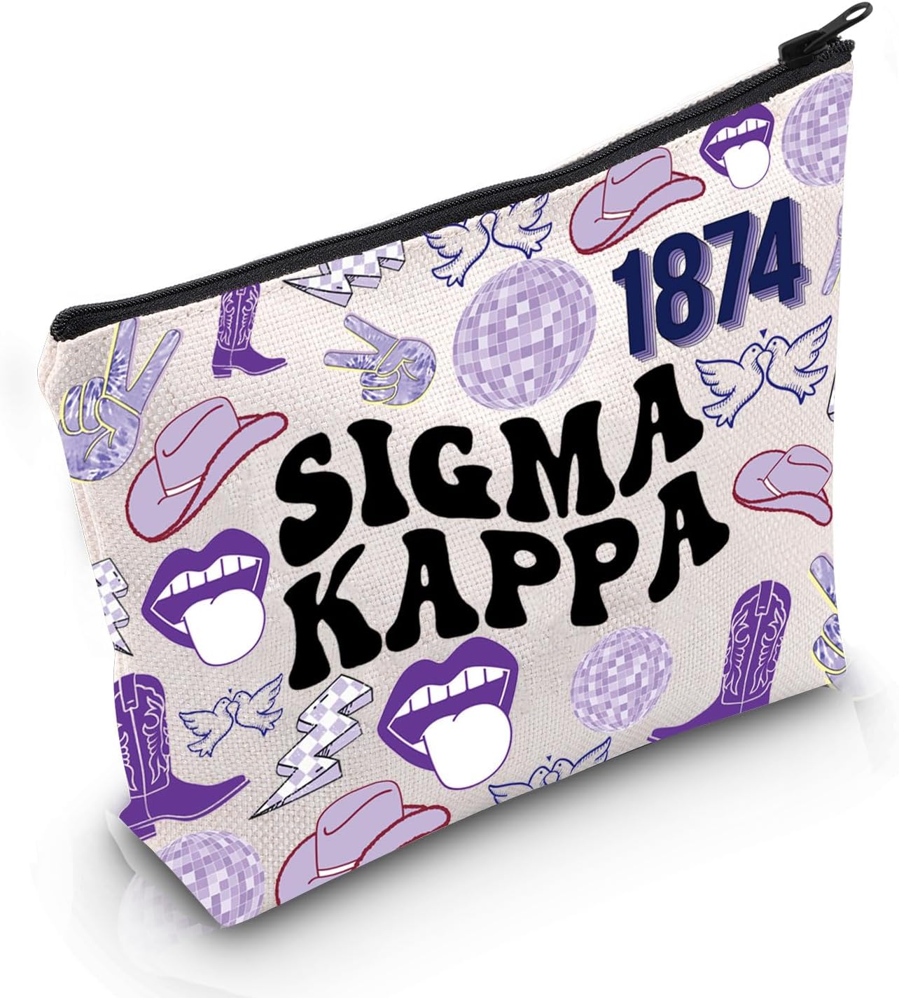 POFULL SK Parafernalia griega regalo Greek Sorority Cosmetic Bag para mujeres y niñas, Bolsa de cosméticos SIGMA K-APPA