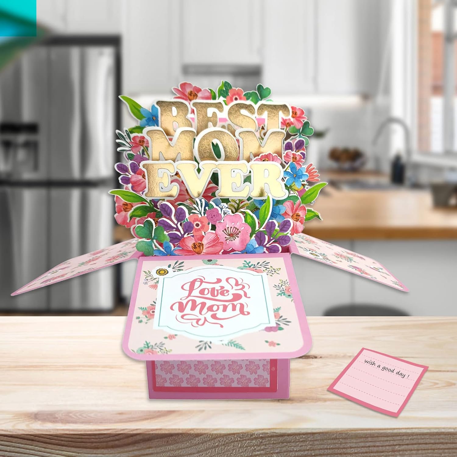 Tarjeta del día de la madre, tarjetas emergentes 3D, tarjetas de regalo de la mejor mamá del mundo, tarjetas de felicitación de papel con tarjeta de
