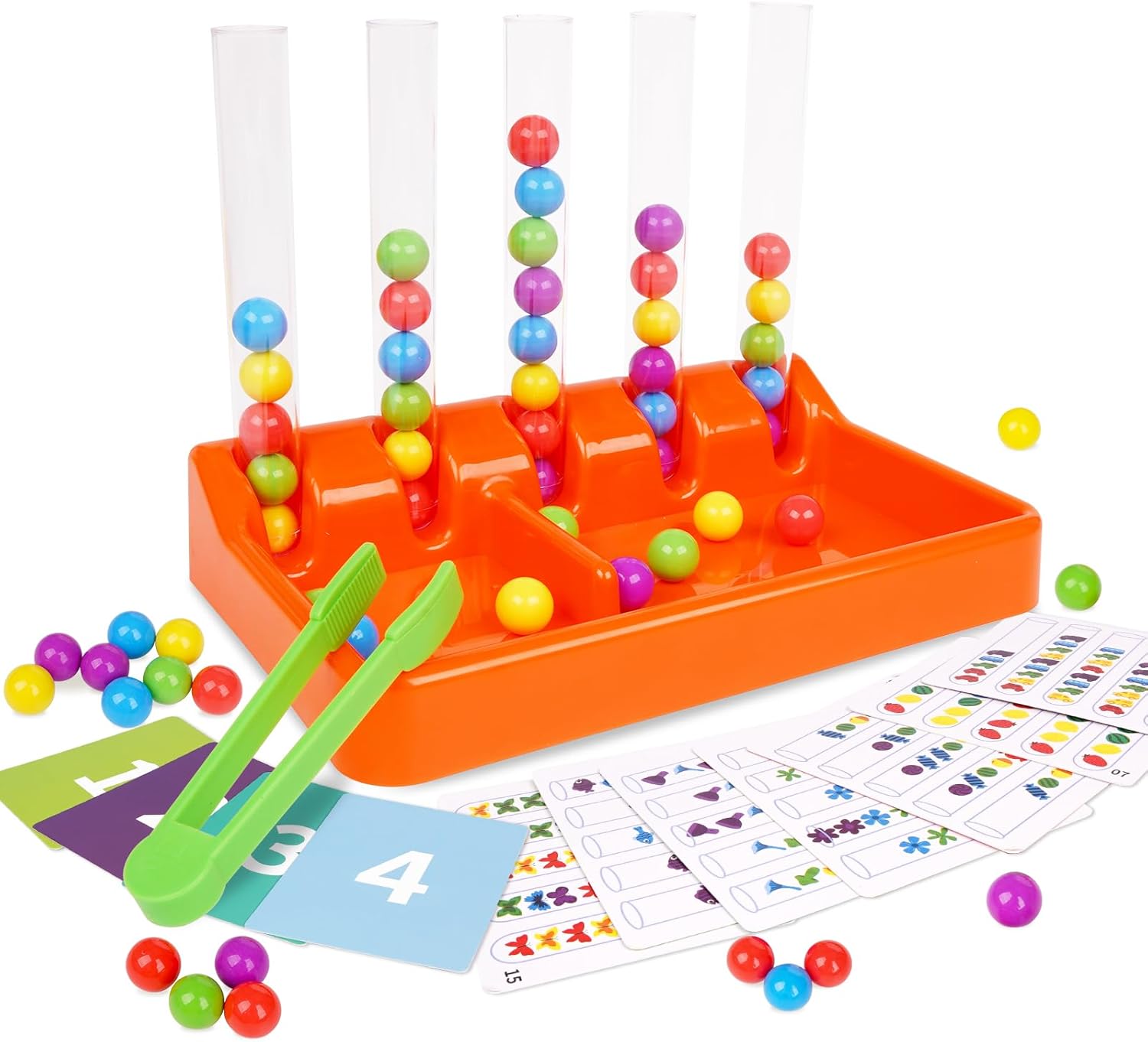 Juego de juguetes de clasificación de colores, juego de cuentas de arcoíris, juguetes Montessori para preescolar conteo de matemáticas, juegos de