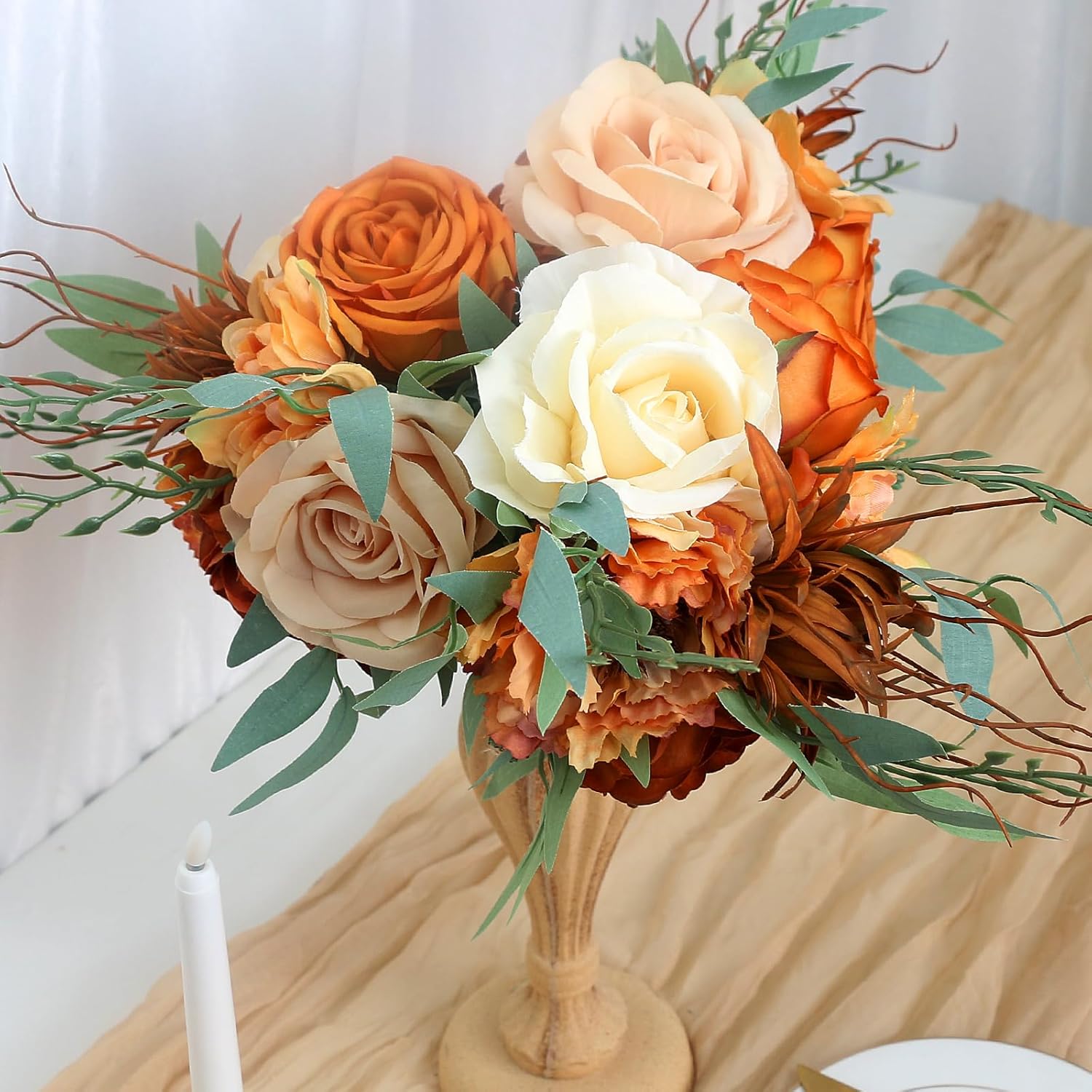 Ramos de dama de honor para boda, juego de 6 ramos de flores artificiales para decoración de otoño, boda, propuesta de matrimonio, fiesta,