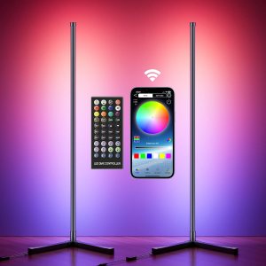 Paquete de 2 lámparas de pie de esquina, lámpara de esquina LED RGB de 63 pulgadas que cambia de color con control remoto y aplicación, lámpara de Paquete de 2 lámparas de pie de esquina, lámpara de esquina LED RGB de 63 pulgadas que cambia de color con control remoto y aplicación, lámpara de