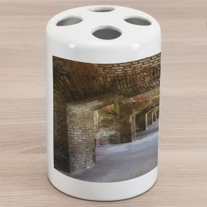 Ambesonne Vintage Ceramic Toothbrush Holder, Brick Arches Dry Tortugas Old Fort Historic Heritage Tourist Attraction Vintage Design, Decorative Ambesonne Vintage Ceramic Toothbrush Holder, Brick Arches Dry Tortugas Old Fort Historic Heritage Tourist Attraction Vintage Design, Decorative