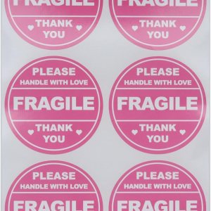 Sowaka 5 hojas de etiquetas frágiles redondas de 2 pulgadas, autoadhesivas, lindas etiquetas circulares multiusos para envíos de paquetes por Sowaka 5 hojas de etiquetas frágiles redondas de 2 pulgadas, autoadhesivas, lindas etiquetas circulares multiusos para envíos de paquetes por