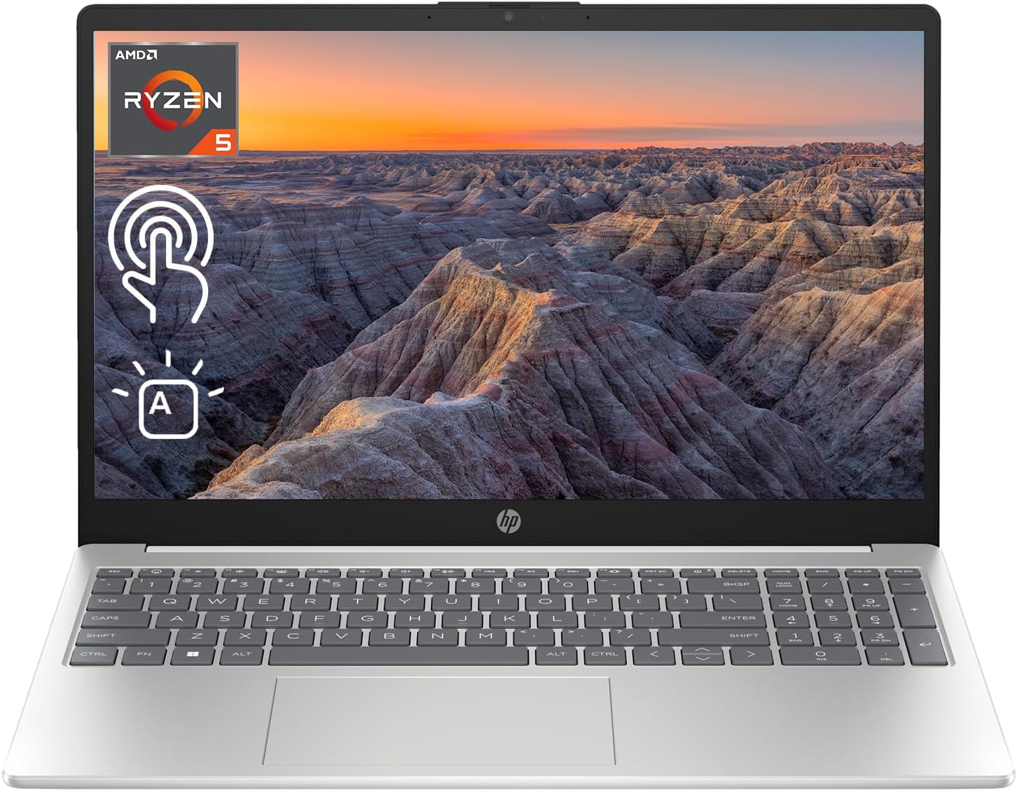 HP Laptop 2023, pantalla táctil HD de 15.6 pulgadas, AMD Ryzen 5 7530U (Beats i7-1165G7), 16 GB de RAM, 1 TB PCIe SSD, cámara web, KB