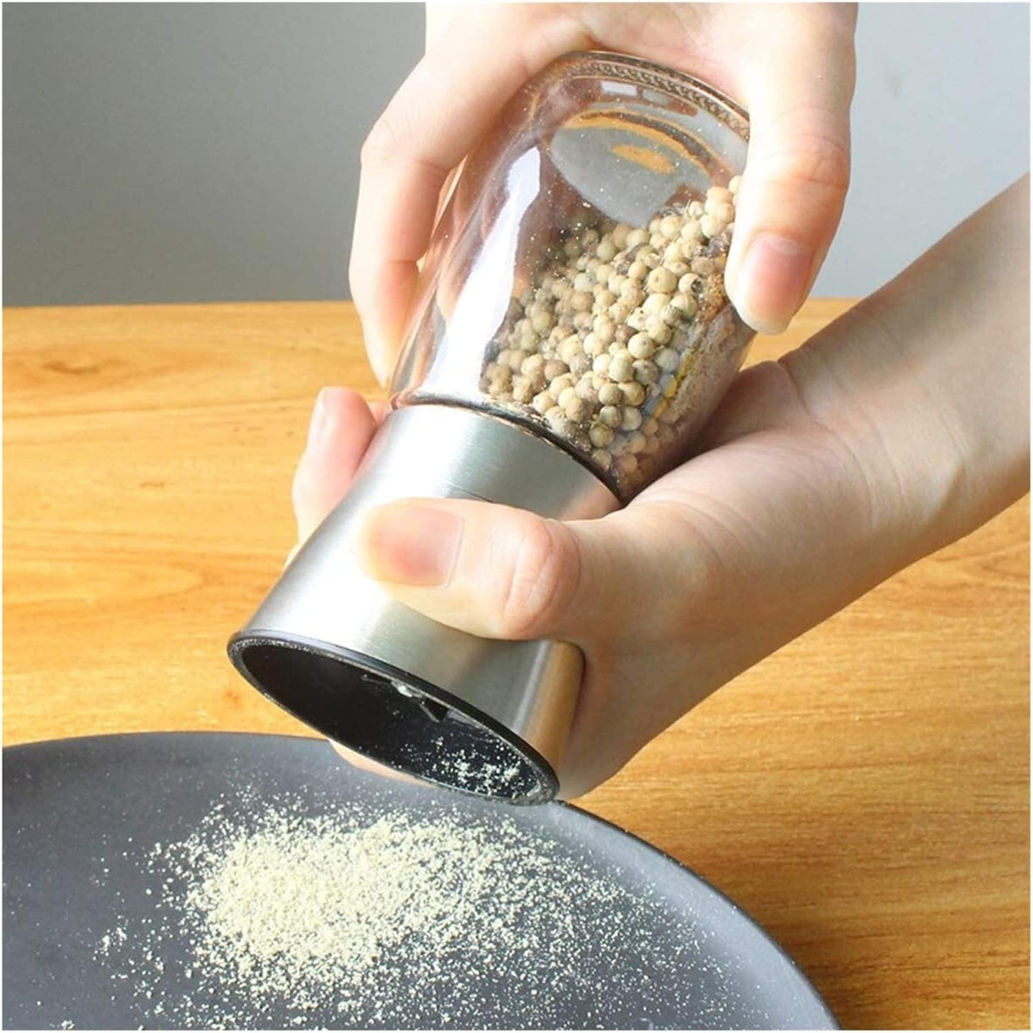 Molinillo de pimienta, molinillo de sal, 2 piezas, juego premium de molinillos de sal y pimienta manuales con cerámica ajustable, molinillo de sal y