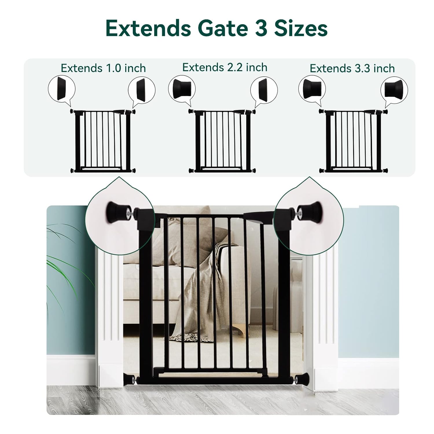 Babelio Protector de pared extensor de puerta para bebé, extiende puertas de seguridad para mascotas y perros, paquete de 4 puertas montadas a