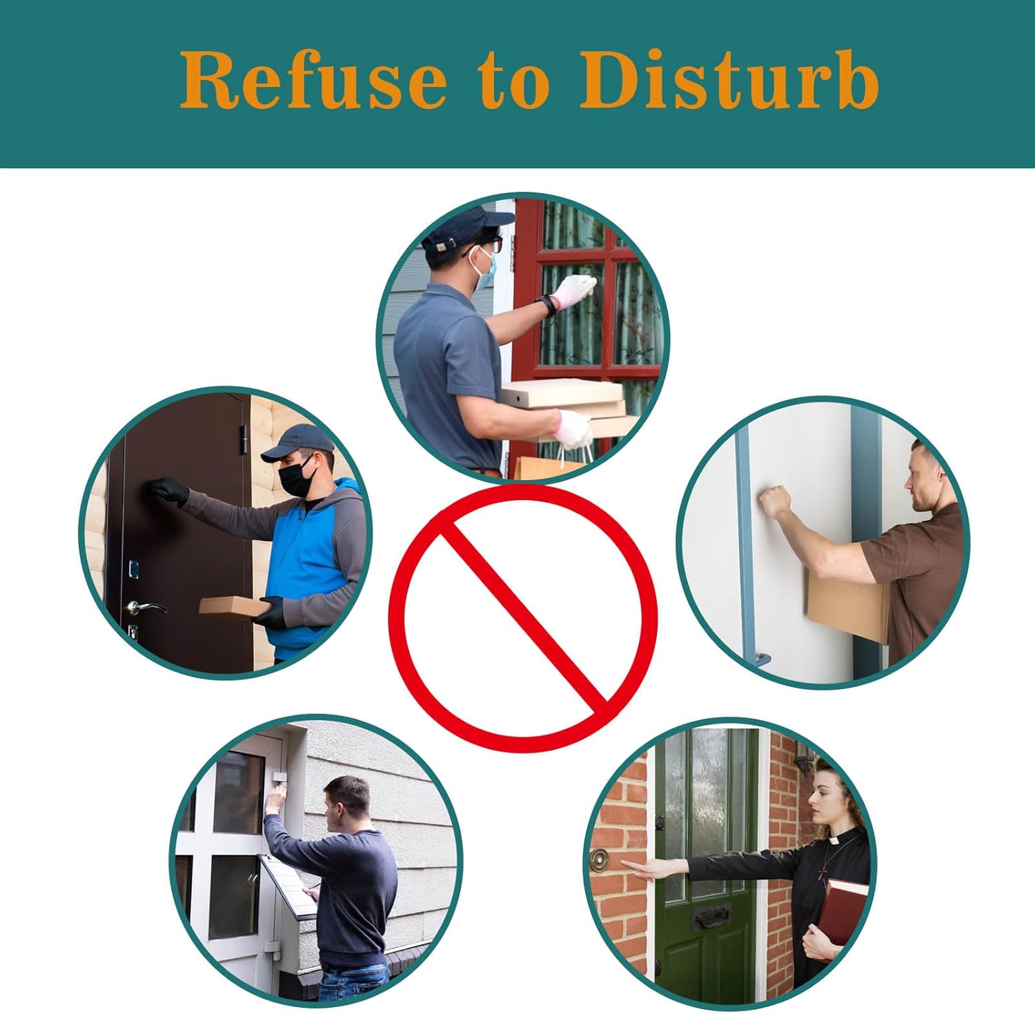 Letrero pequeño de No Soliciting para casa, 6 piezas de letrero de no solicitud, resistente a la intemperie con calcomanías que brillan en la