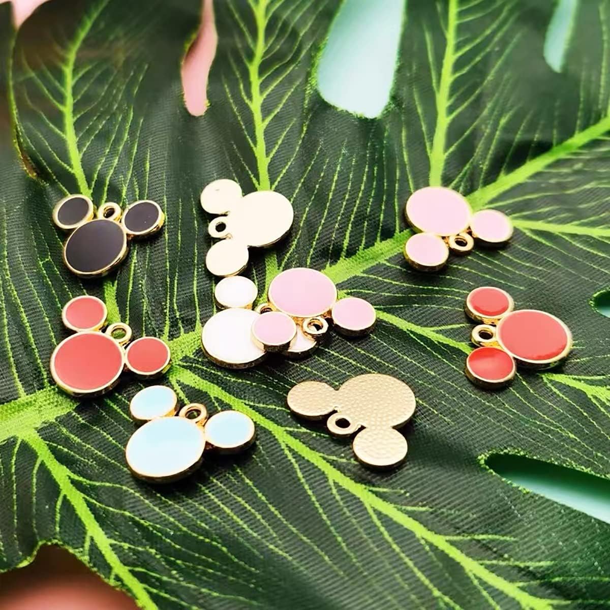 LOPURO Dijes de cabeza de ratón, 30 piezas de dijes coloridos de ratón, llavero, cuentas de ratón para bricolaje, collares, pulseras, aretes,