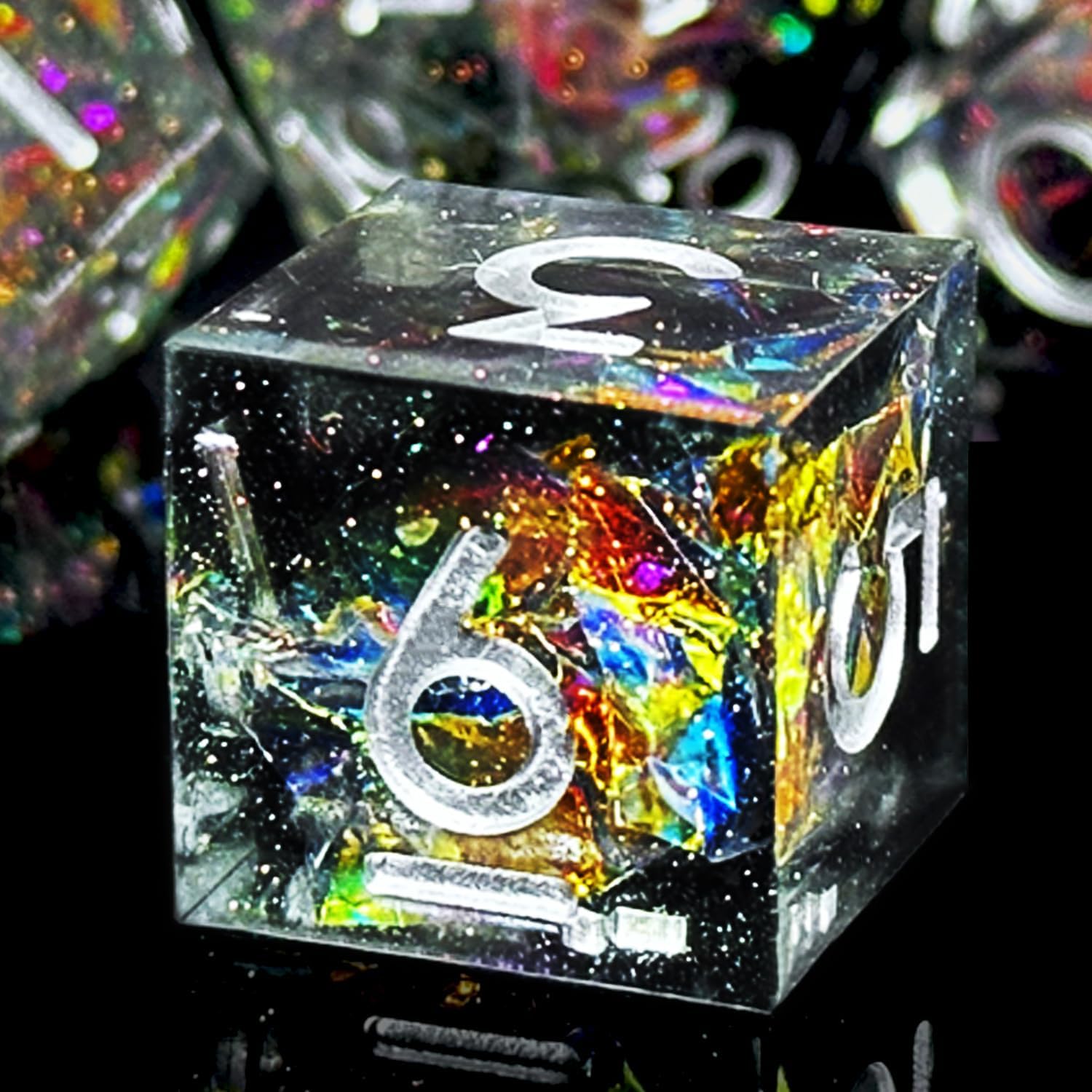HAOMEJA D&D – Juego de dados de resina para juegos de rol de borde afilado, 7 piezas, con bolsa de dados de ojo de dragón, dados poliédricos de