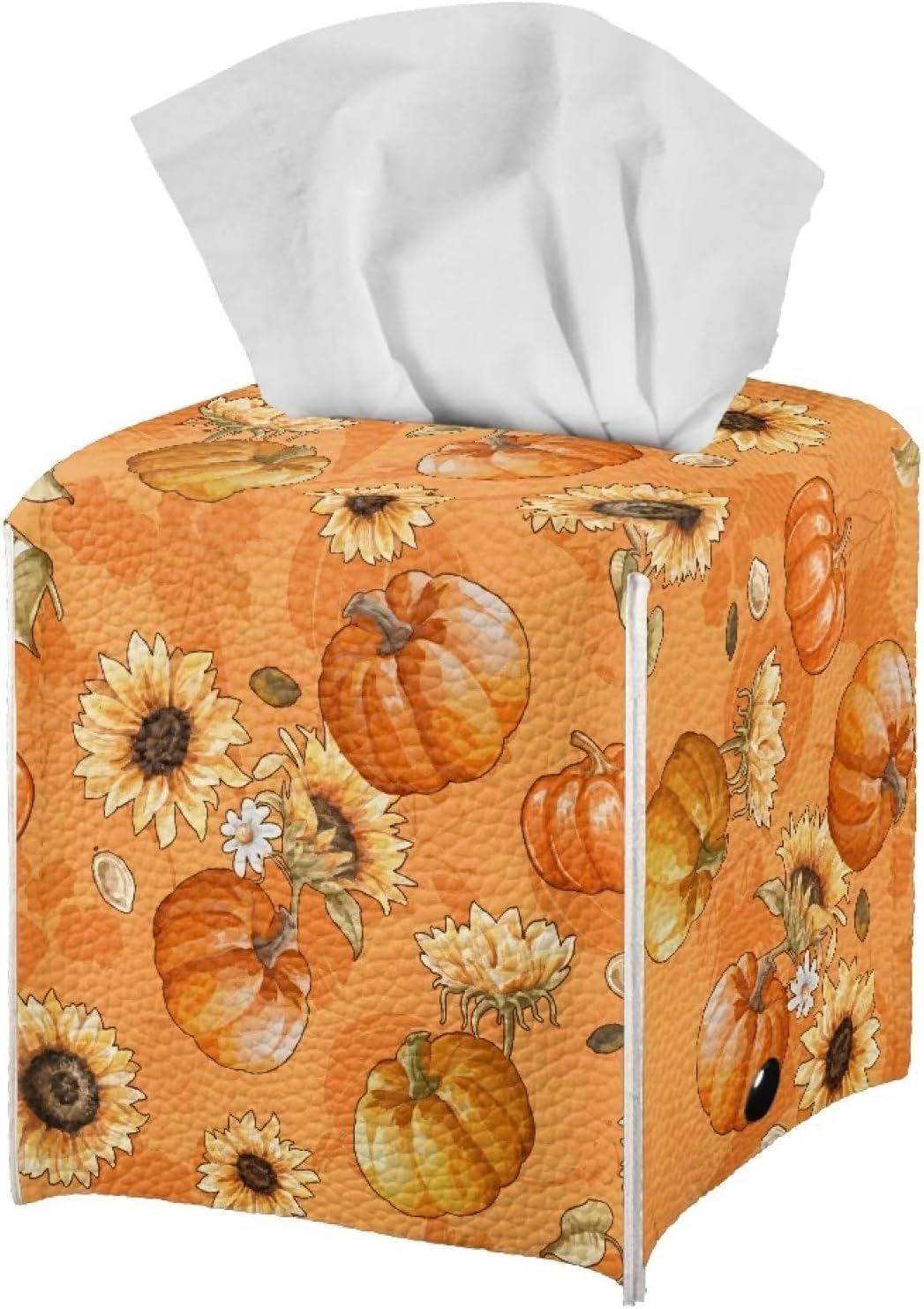 Caja de pañuelos de otoño con diseño de calabazas, girasoles, para decoración de Acción de Gracias, caja de papel higiénico, cubo de papel higiénico