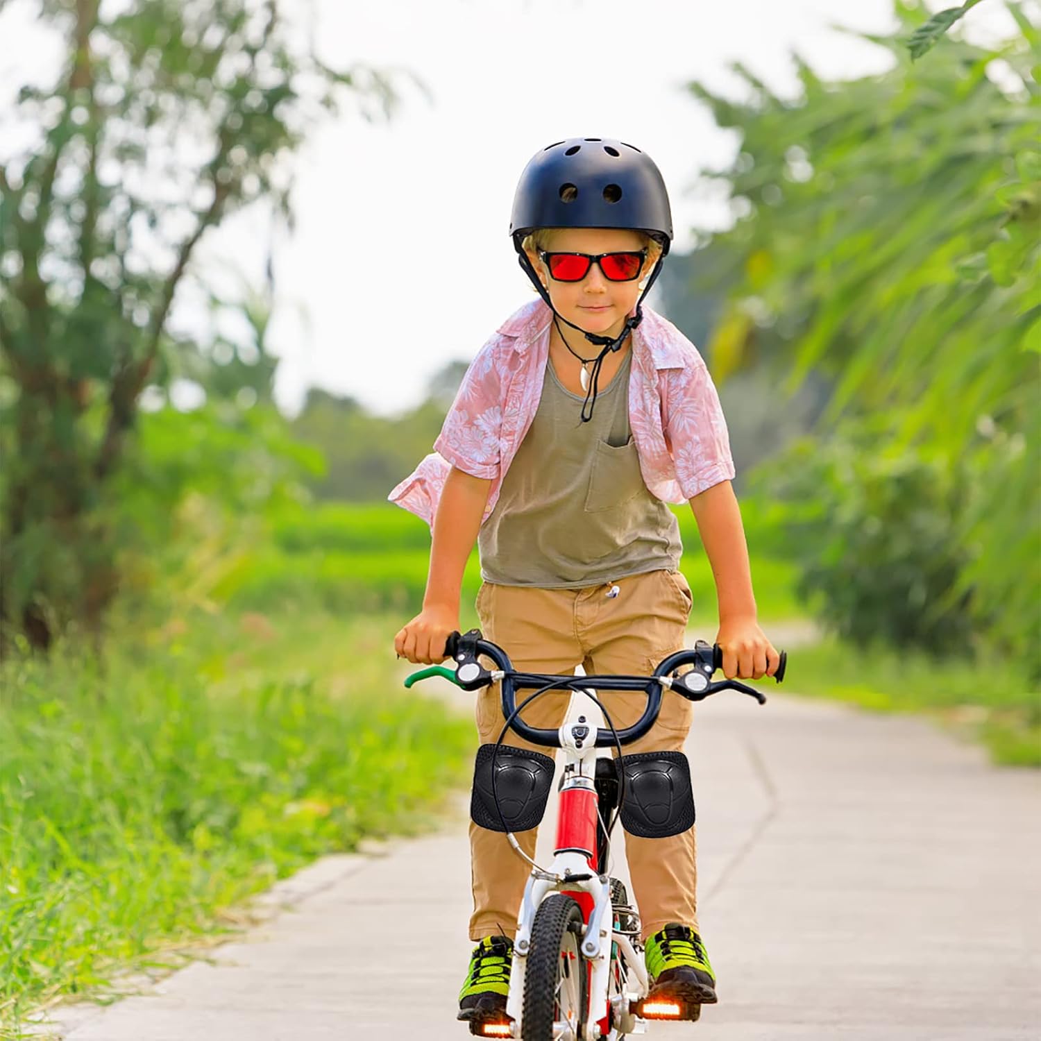 FOOKCIAN Kids Bike Helmet,Toddler Skateboard Helmets for Ages 2-3-5-8-14 Years Boys Girls with Knee and Elbow Pads Wrist Guards fit Roller