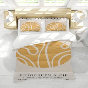 3 piezas Funda nórdica Henri Matisse Amarillo Patrón Redondo Cubierta de edredón con cierre de cremallera y lazos de esquina Soft Cozy Bedding Sets 3 piezas Funda nórdica Henri Matisse Amarillo Patrón Redondo Cubierta de edredón con cierre de cremallera y lazos de esquina Soft Cozy Bedding Sets