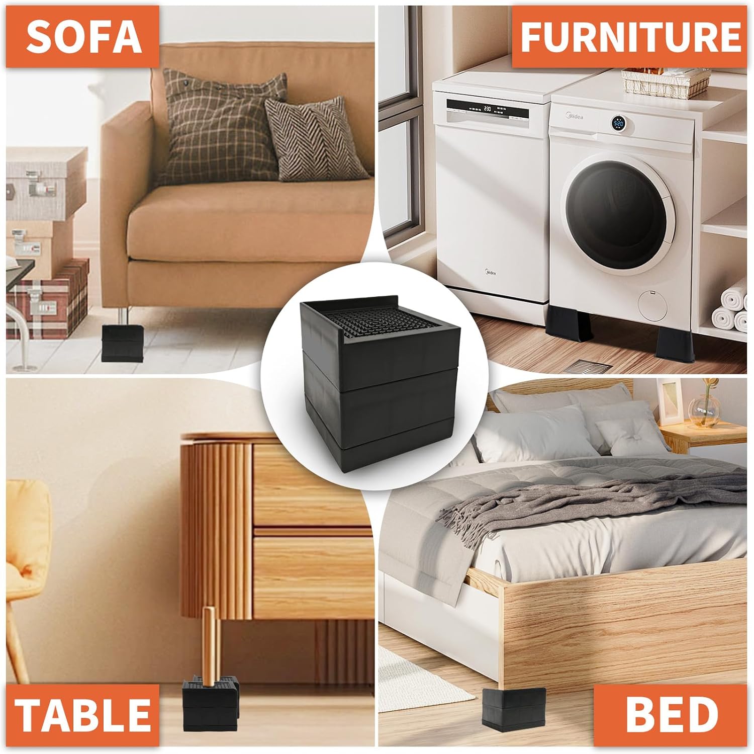 Elevadores de cama, bloques de elevación para muebles, pilotes de 2,3 o 4 pulgadas resistentes para cama, sofá, escritorio, sofá, mesa, elevadores